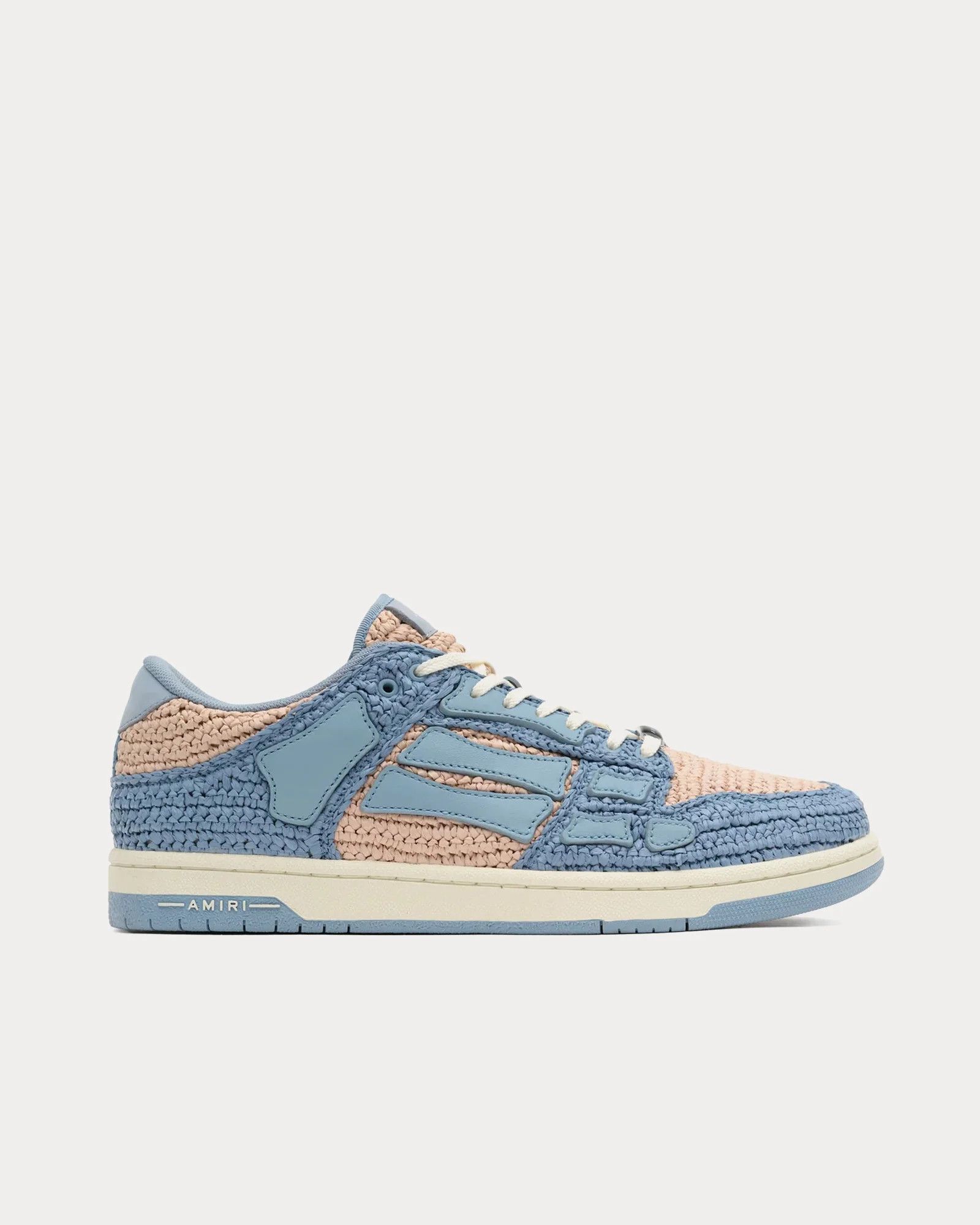 Amiri o1mle0426 Raffia Skelton Low-Top Sneakers in Blue Size US 7 / EU 40 - 1 Thumbnail