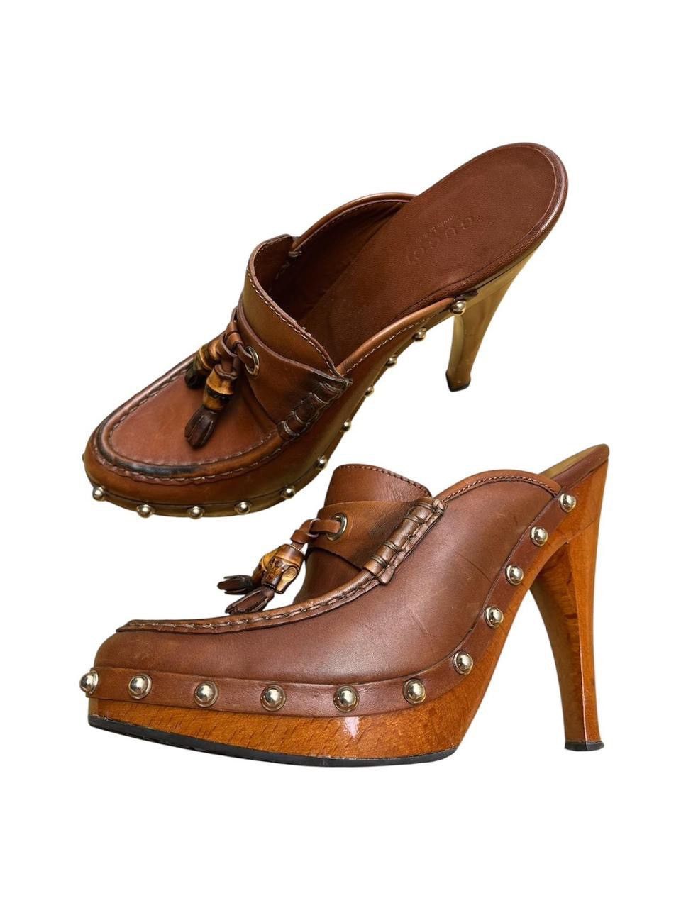 Gucci Vintage Gucci bamboo tassel mules Size US 5 / IT 35 - 1 Thumbnail