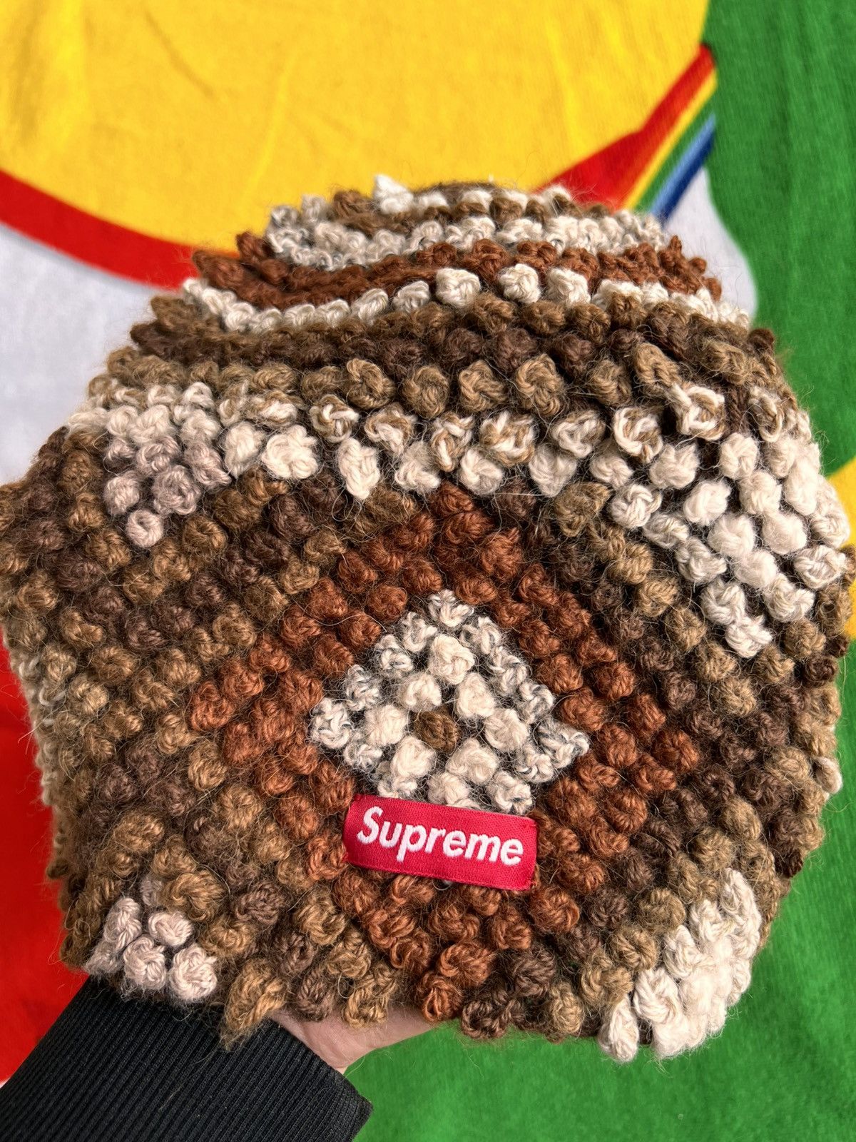 Supreme Textured Knit Beanie FW25 – Brown beige hat