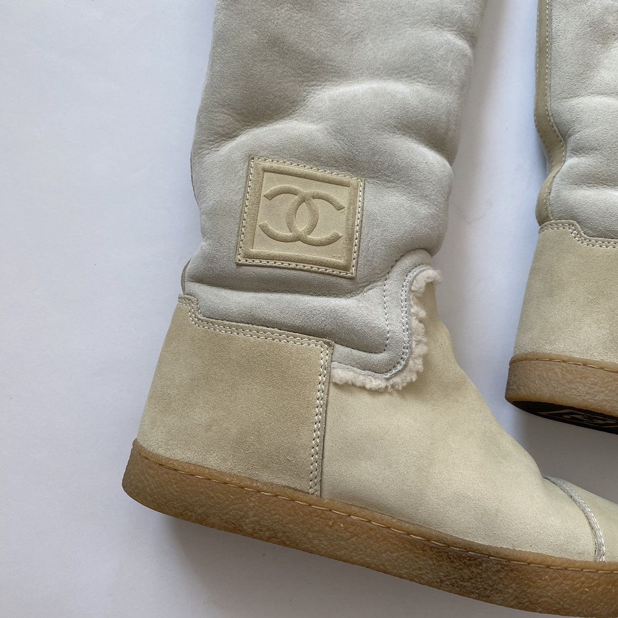 Chanel Chanel 2008 AW CC Logo Shearling Suede Calf Knee Hight Boots Size US 6 / IT 36 - 6 Thumbnail