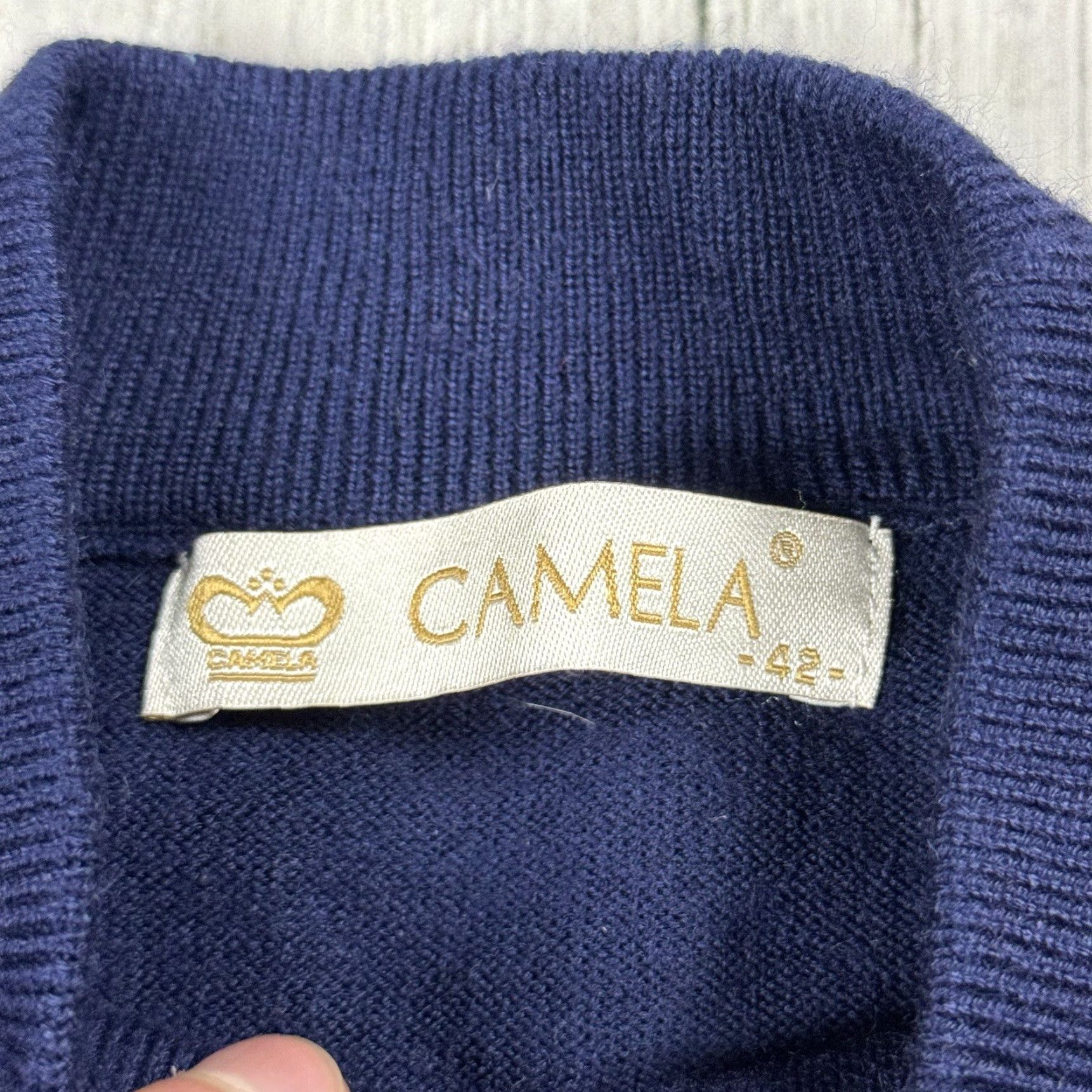 Camel VTG CAMELA 80S MOCK NECK SWEATER METALLIC NAVY PURPLE PULLOVER Size M / US 6-8 / IT 42-44 - 4 Thumbnail