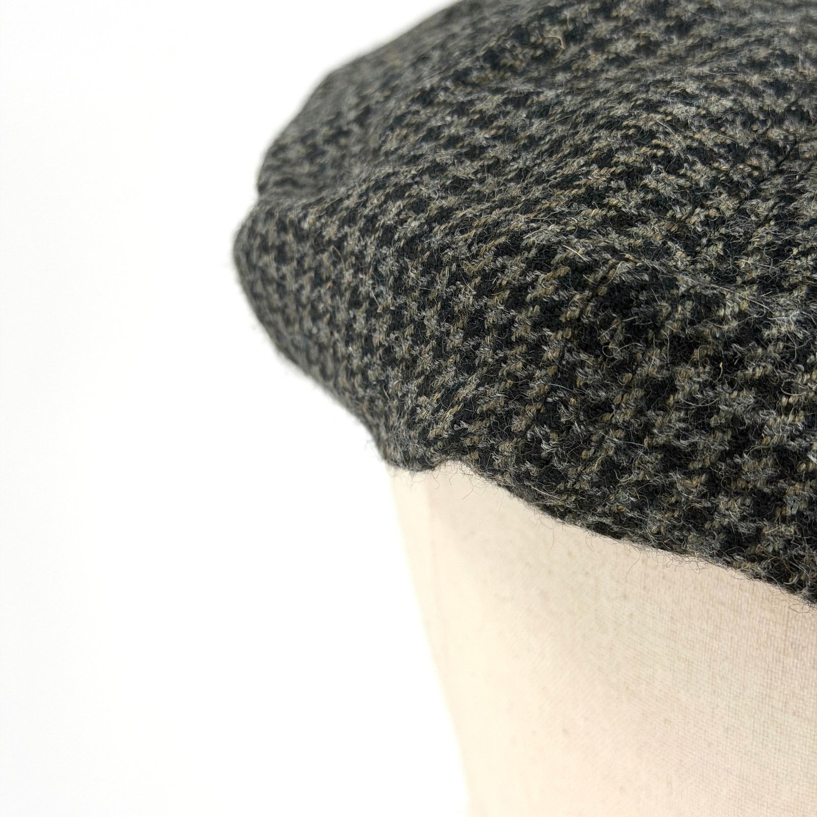 Perry Ellis Vintage 90s Grey Black Houndstooth 100% Wool Newsboy Hat Size ONE SIZE - 5 Thumbnail