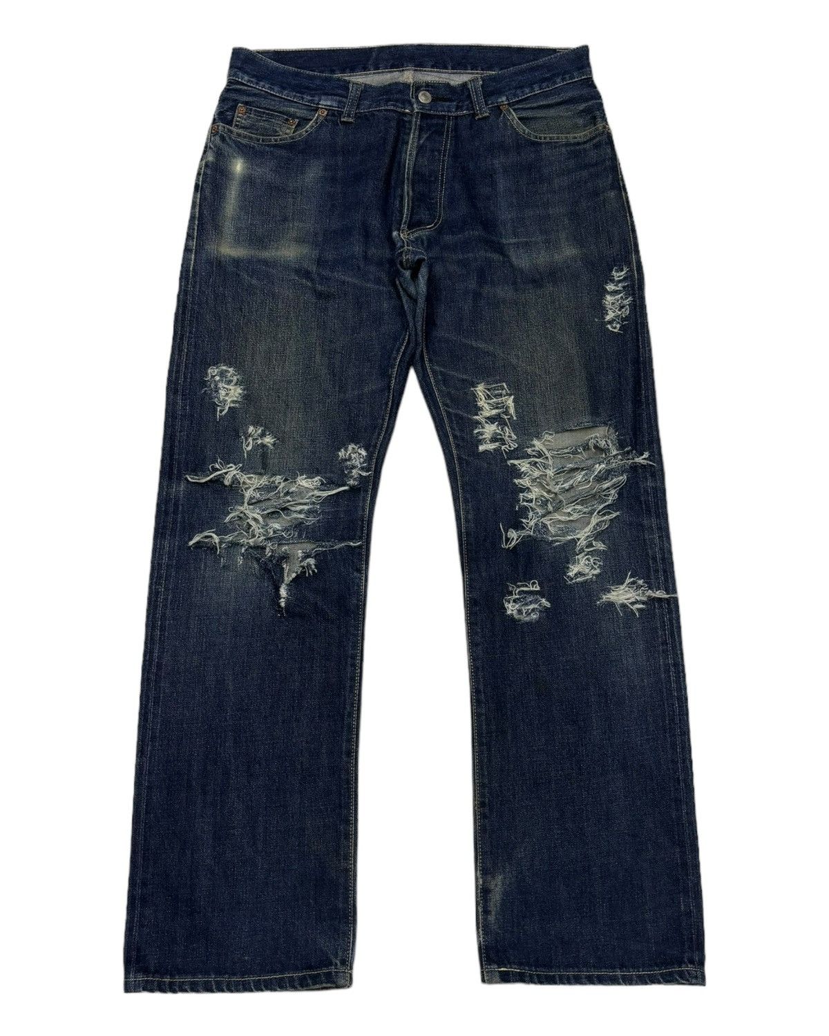 In The Attic 🔥VINTAGE IN THE ATTIC DISTRESS RIPS CUSTOM MADE DENIM JEANS Size US 34 / EU 50 - 5 Thumbnail