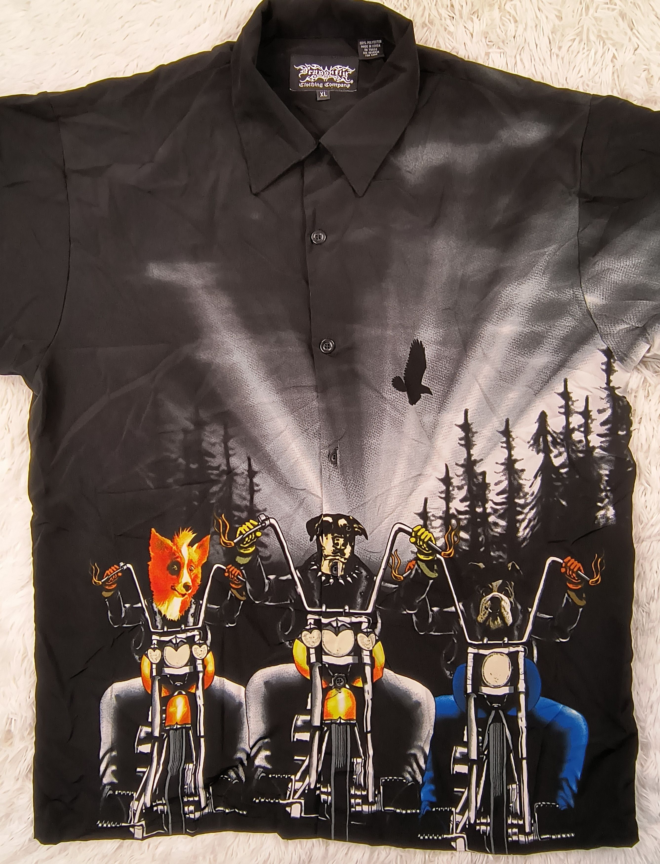 Dragonfly Vintage biker dogs 90s button up shirt Size US XL / EU 56 / 4 - 3 Thumbnail