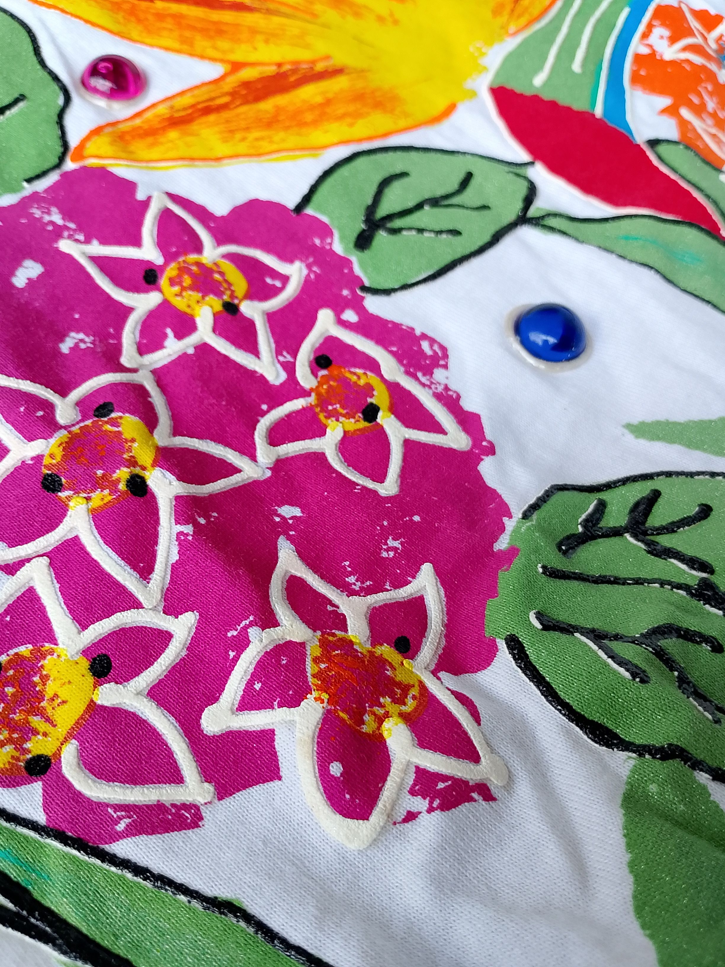 Other Vintage Hand-painted Floral T-shirt Wearable Art 80s Size US XXL / EU 58 / 5 - 7 Thumbnail