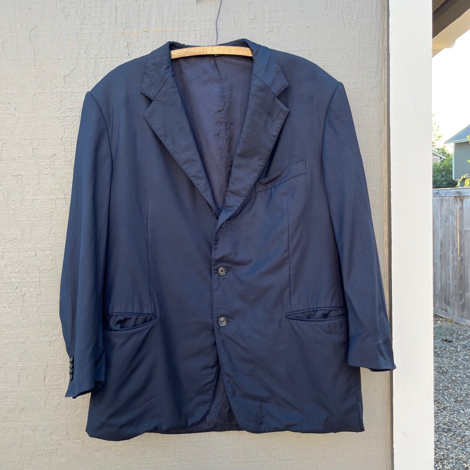 Ermenegildo Zegna Ermenegildo Zegna 3 Button Off Black Wool Blazer Size 44R - 1 Thumbnail