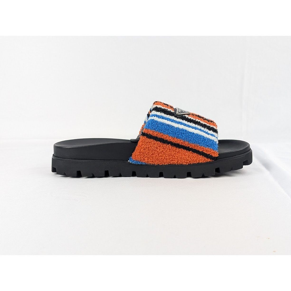 Prada o1rshd1 Striped Logo Slides in Arancio Size US 9 / EU 42 - 2 Thumbnail
