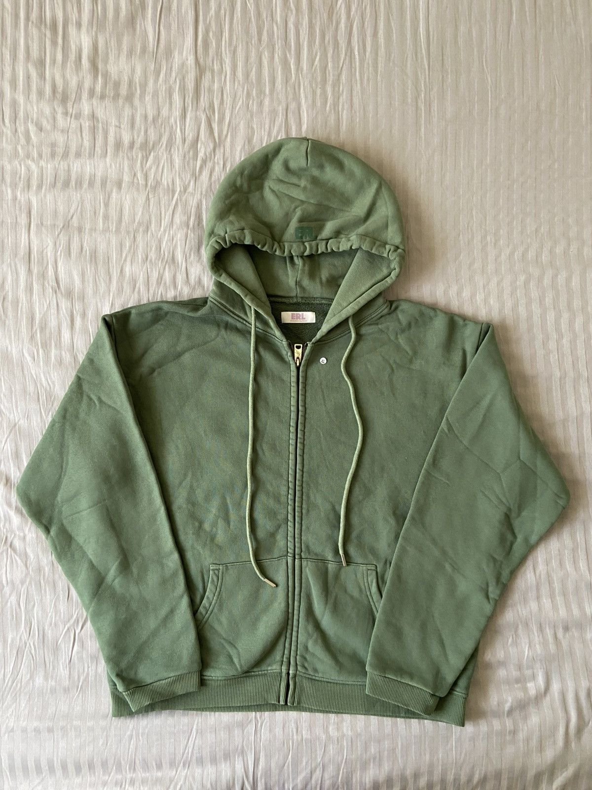 ERL Cropped Zip-Up Hoodie Green (Large)