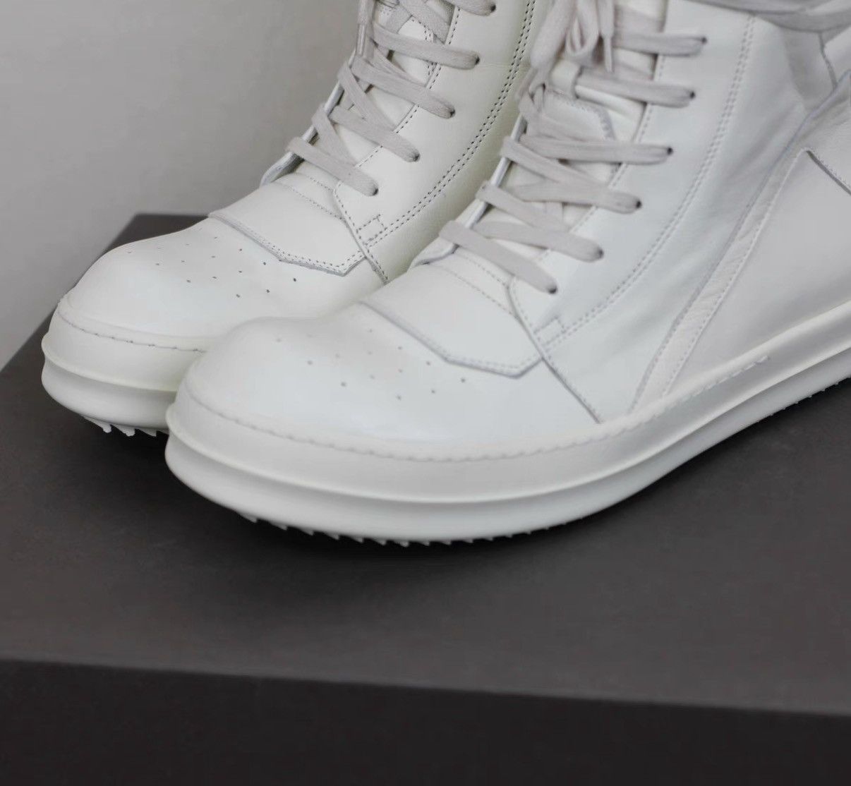 Rick Owens Rick Owens 15FW Milk/Off-White Leather Geobasket Sneakers Size US 8 / EU 41 - 3 Thumbnail