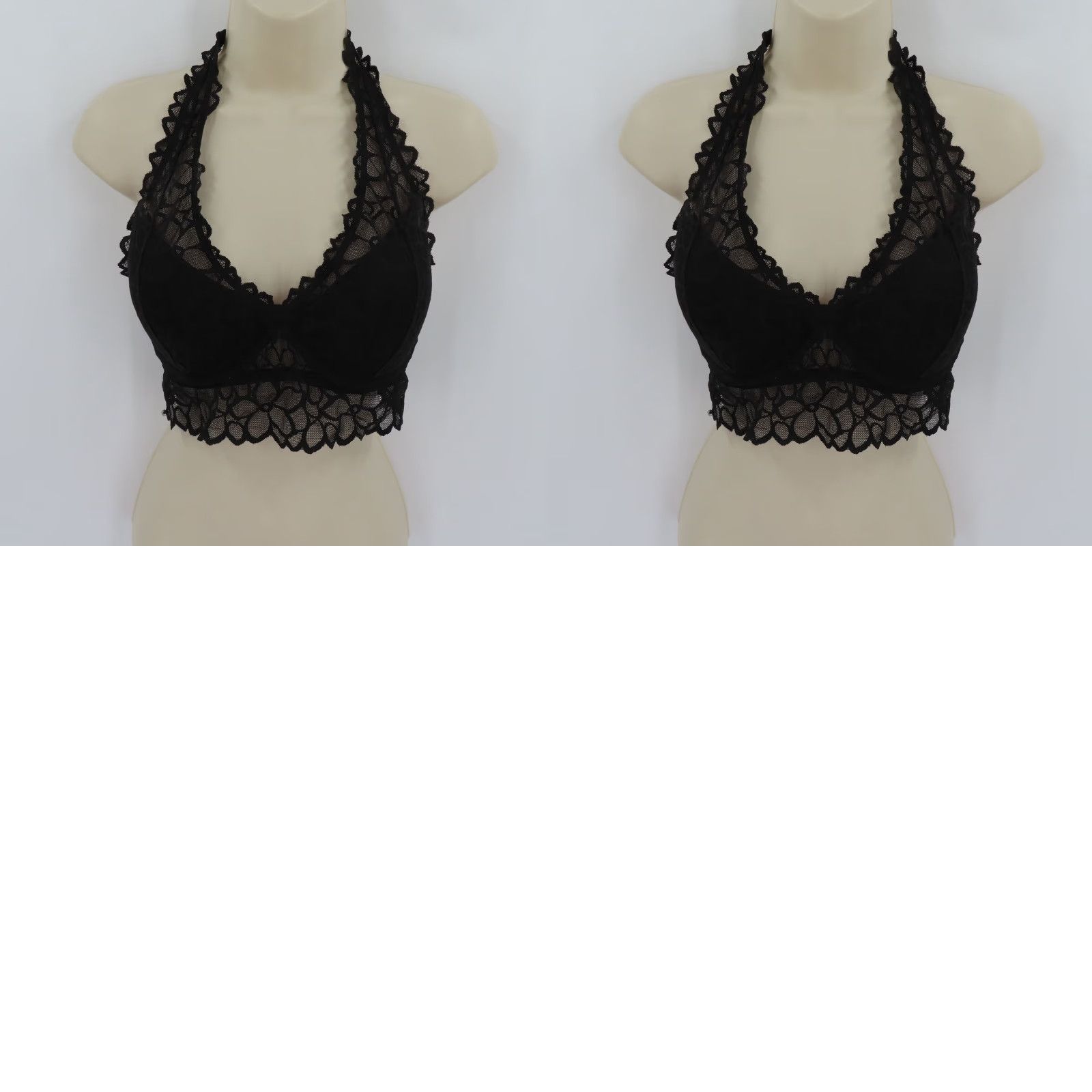 Victoria's Secret PINK Victoria's Secret Small D-DD Black Flower Lace Halter Bralette Underwire Bralette Women N/A Size ONE SIZE - 10 Thumbnail