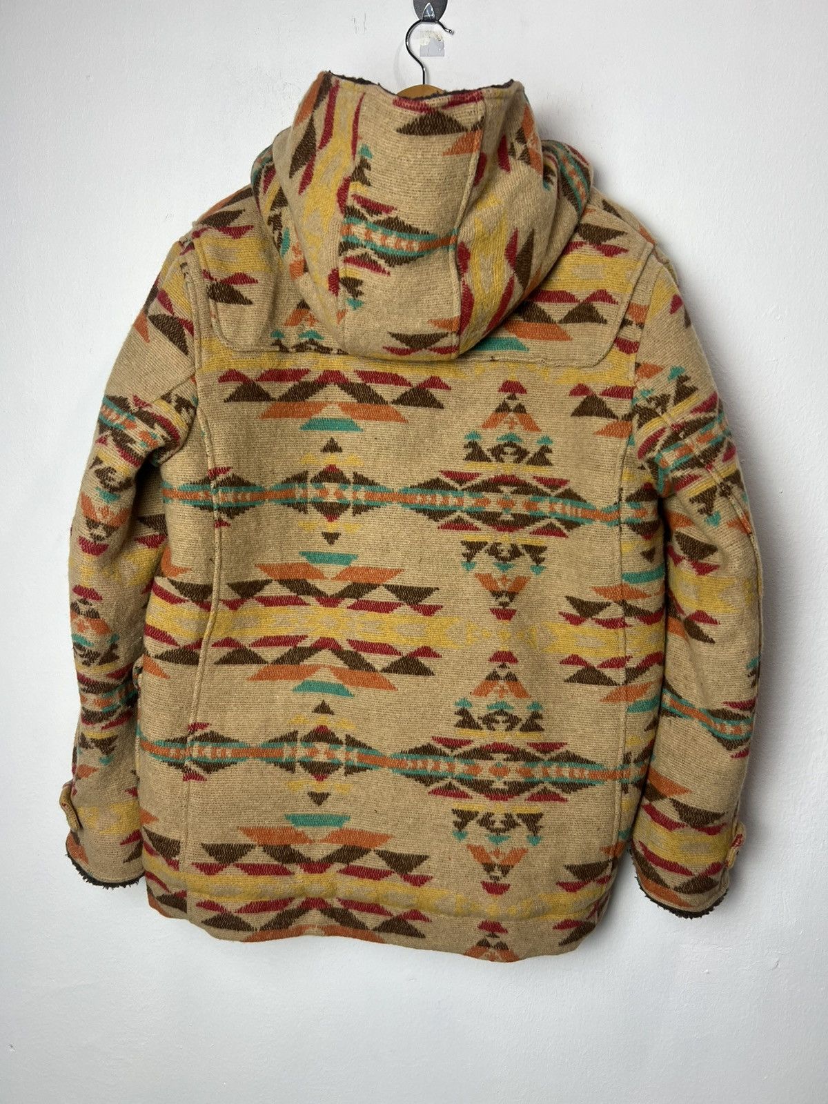 Japanese Brand Titicaca Navajo Style Aztec Hooded Wool Duffel Coat Size US L / EU 52-54 / 3 - 2 Thumbnail