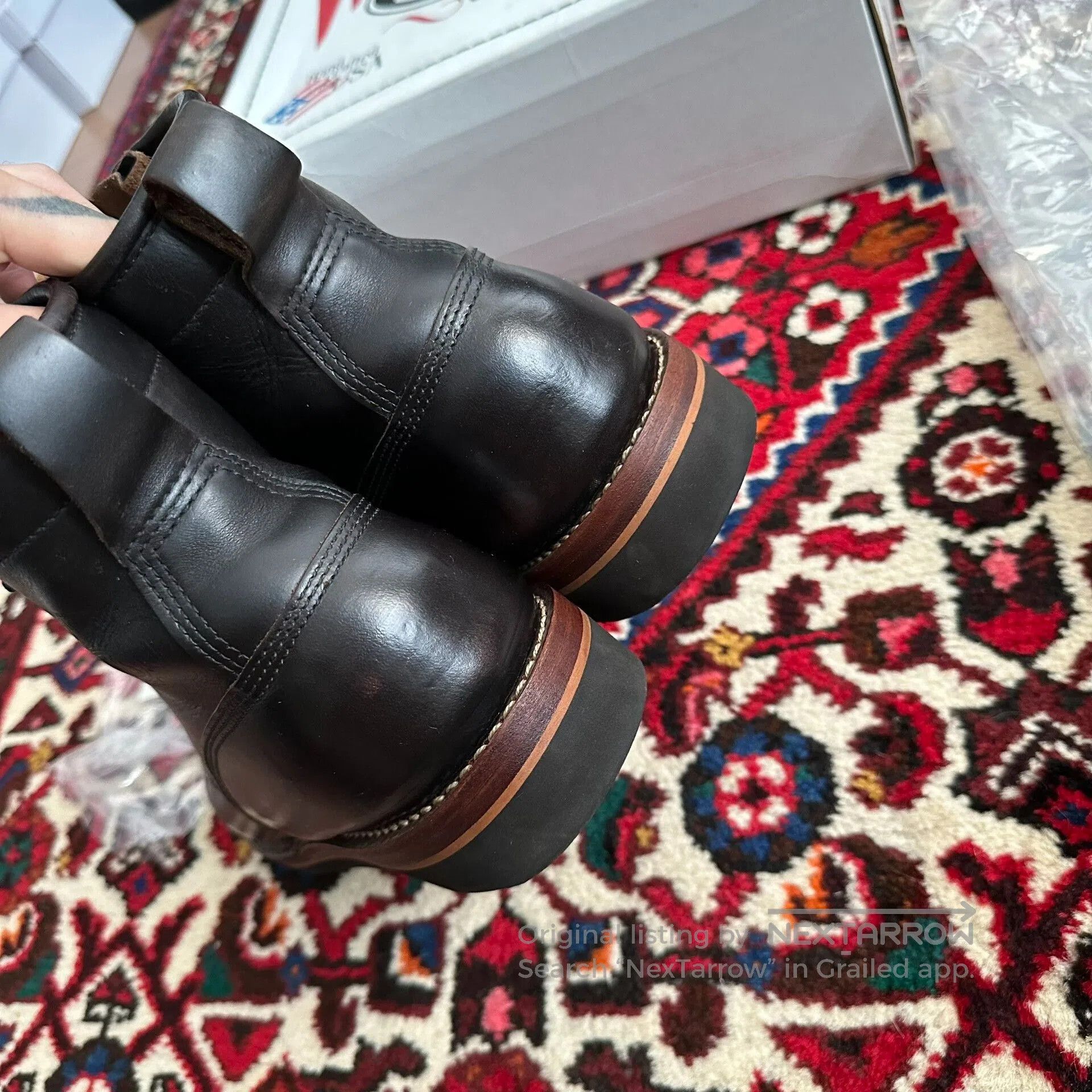 White's Boots Black Leather Boots with Green Laces. Size US 8.5 / EU 41-42 - 6 Thumbnail