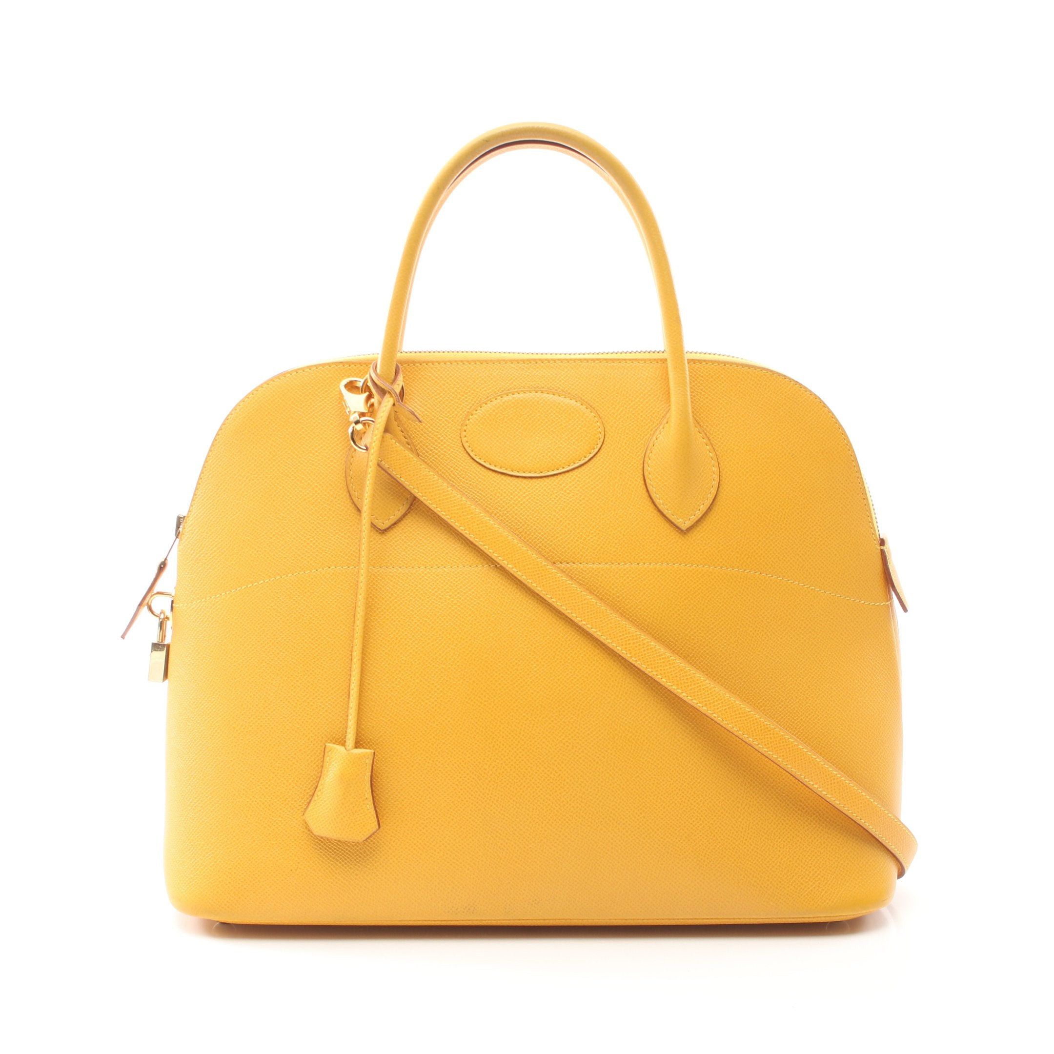 Hermes Hermes Bolide 35 Jaune Handbag Courchevel Yellow Gold Hardware ○ Z Stamp Size ONE SIZE - 1 Thumbnail