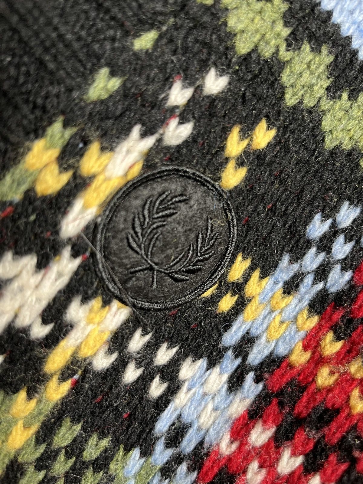 Designer Fred Perry Thick Chunky Knit Oversize Fairisle Cardigan Size S / US 4 / IT 40 - 5 Thumbnail