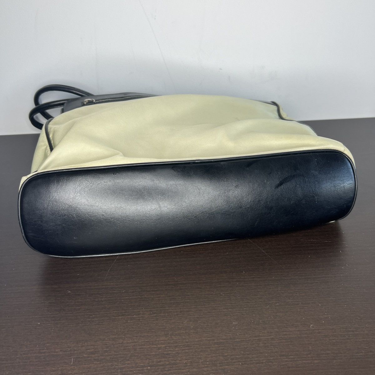 Prada Prada Re-nylon Beige Black Leather Shoulder Tote Bag Logo Size ONE SIZE - 7 Thumbnail