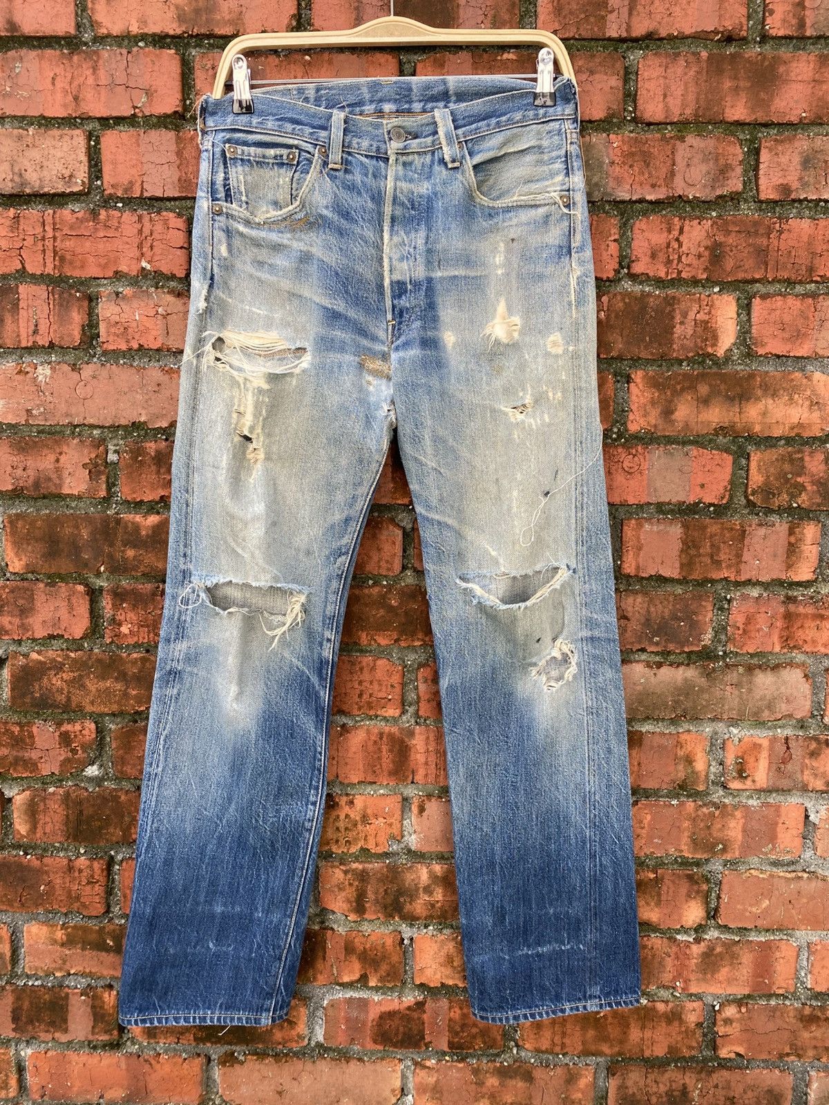 Levi's Vintage Clothing W30x30 Vintage LVC 501 big E redline distressed destroyed Size US 30 / EU 46 - 1 Thumbnail