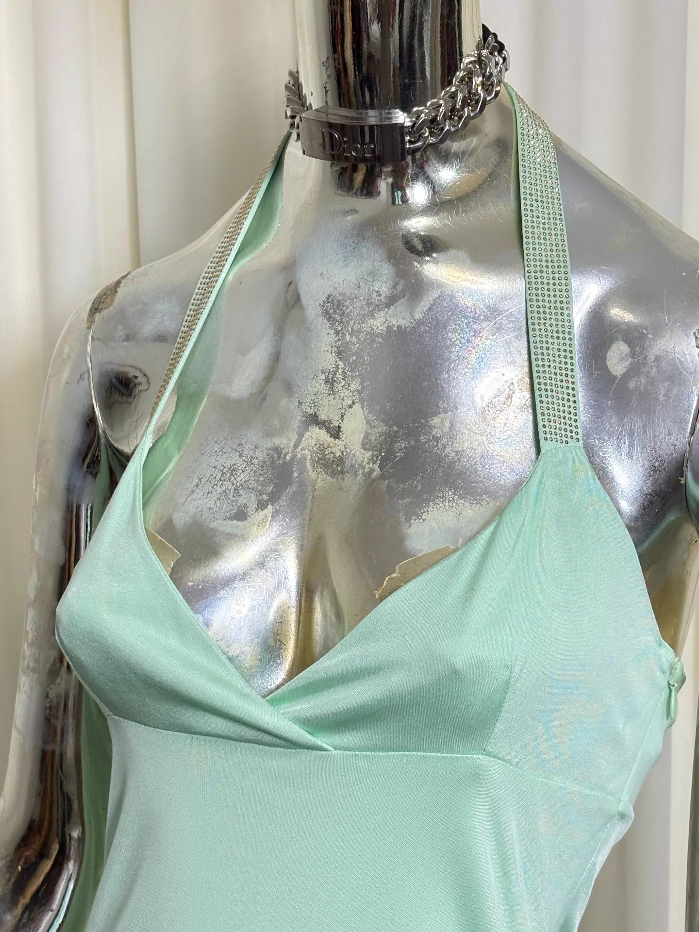 Versace Versace Versus Y2K mint green crystal-halter dress 40 Size S / US 4 / IT 40 - 5 Thumbnail