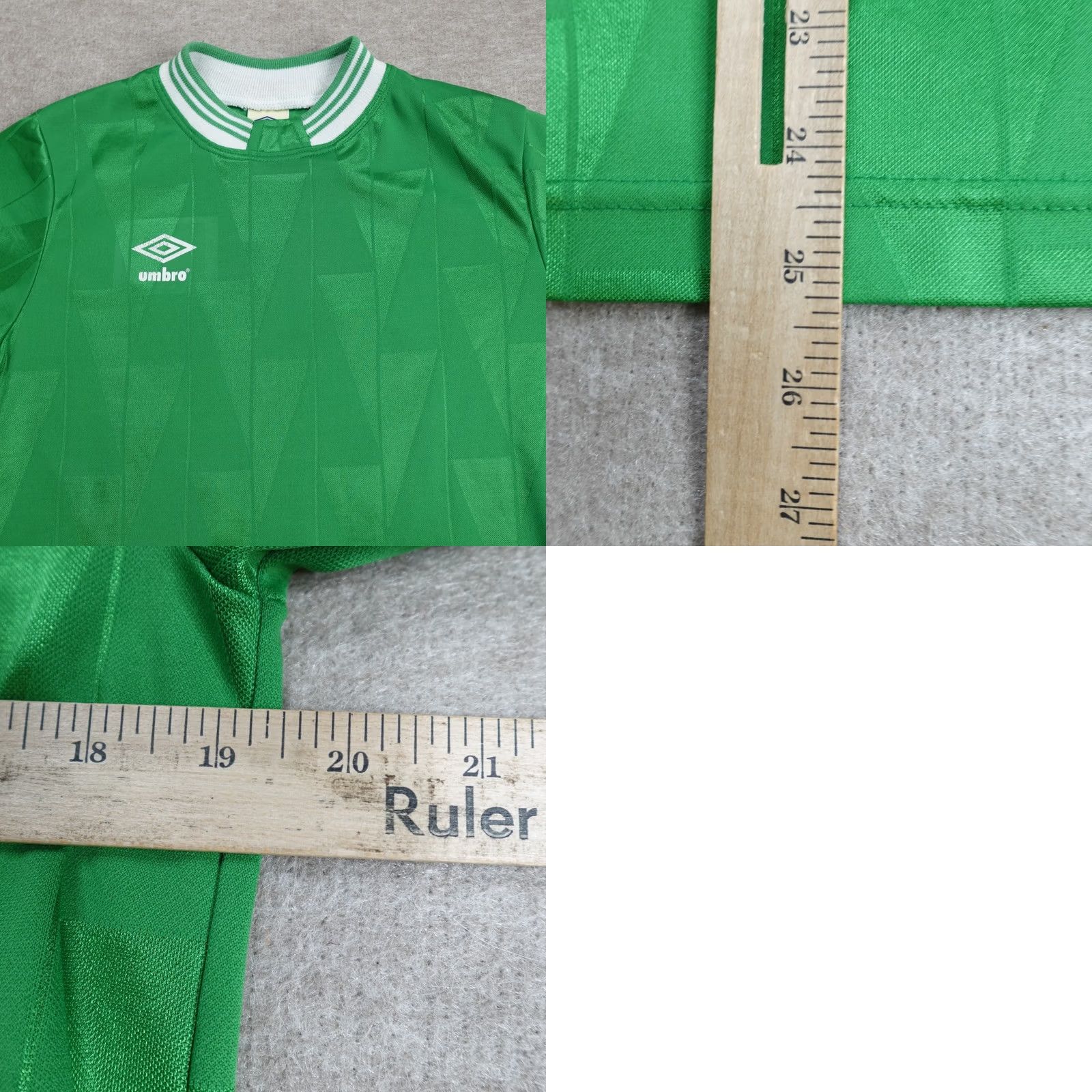 Umbro VINTAGE Umbro Shirt Green Double Sided Satin Made in USA Soccer Football #13 Mens Regular L Adult Green Satin Back Number 90s Size US L / EU 52-54 / 3 - 8 Thumbnail