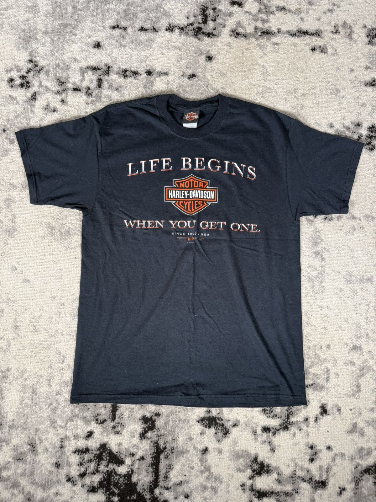 Harley Davidson Y2K 2003 Harley Davidson Life Begins Brossard T-Shirt Size US L / EU 52-54 / 3 - 1 Thumbnail