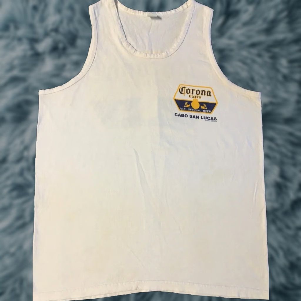 Vintage VINTAGE Corona Beer Tank Top Shirt Men L White 90s Grunge Surf Beach Cabo Mexico Graphic Tee Size US L / EU 52-54 / 3 - 1 Thumbnail
