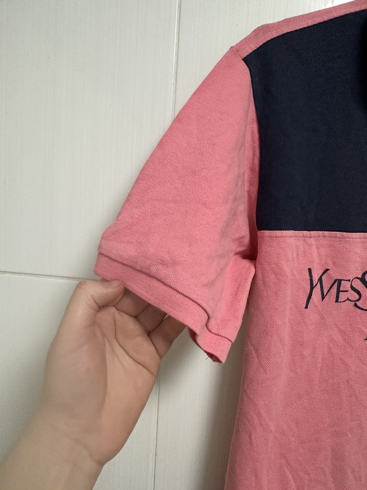 Yves Saint Laurent YSL Yves Saint Laurent Spellout Logo Navy Pink M Polo Shirt Size US M / EU 48-50 / 2 - 5 Thumbnail