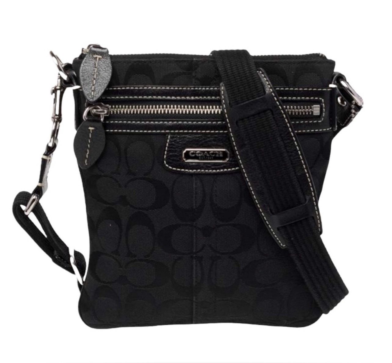 Coach Coach Black Signature Canvas Leather Penelope Messenger Bag Size ONE SIZE - 1 Thumbnail