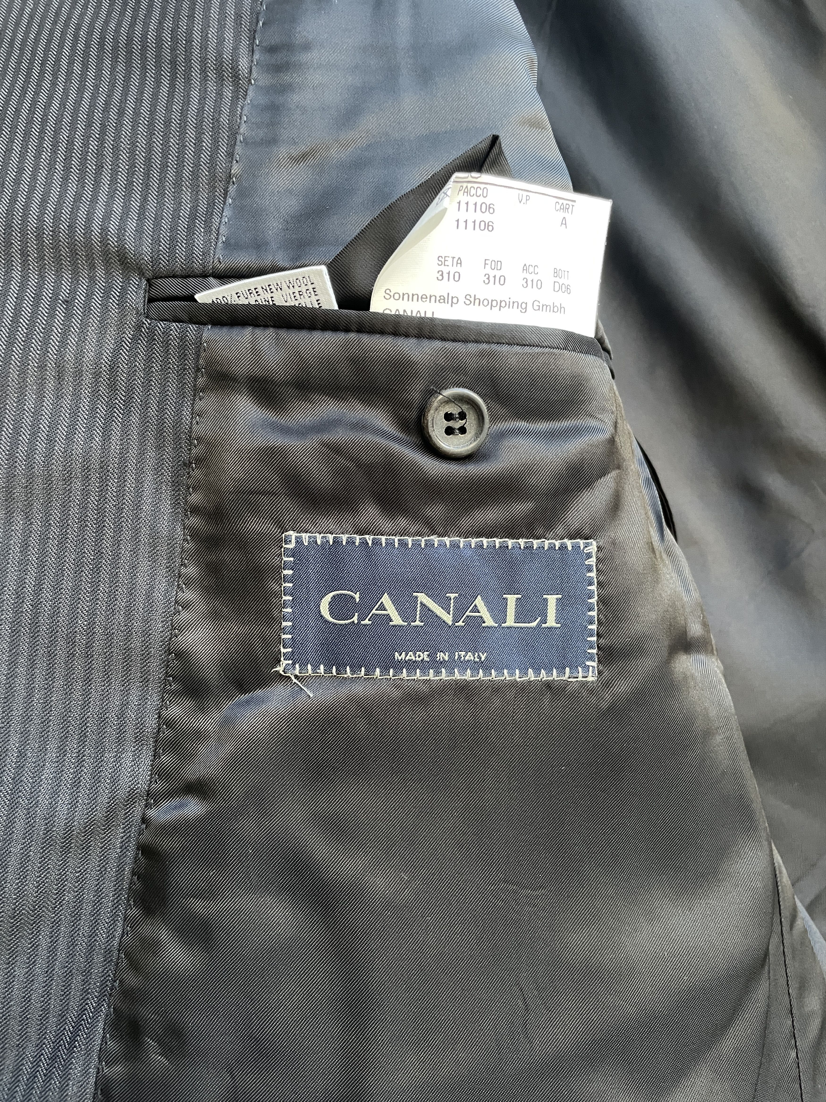 Canali Canali Striped Black/Navy Wool Suit Jacket Blazer Size 42R - 8 Thumbnail