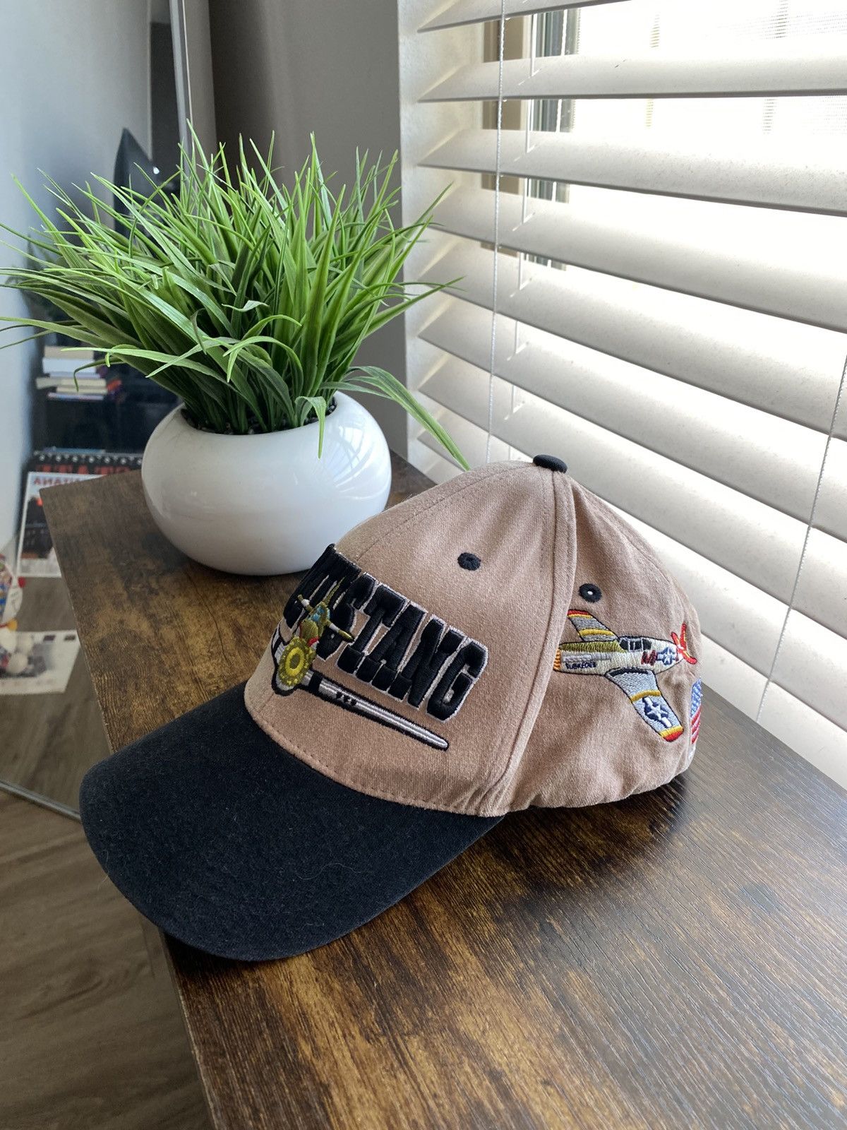 Vintage US Military P-51 Mustang Fighter Jet Plane Hat Size ONE SIZE - 2 Thumbnail