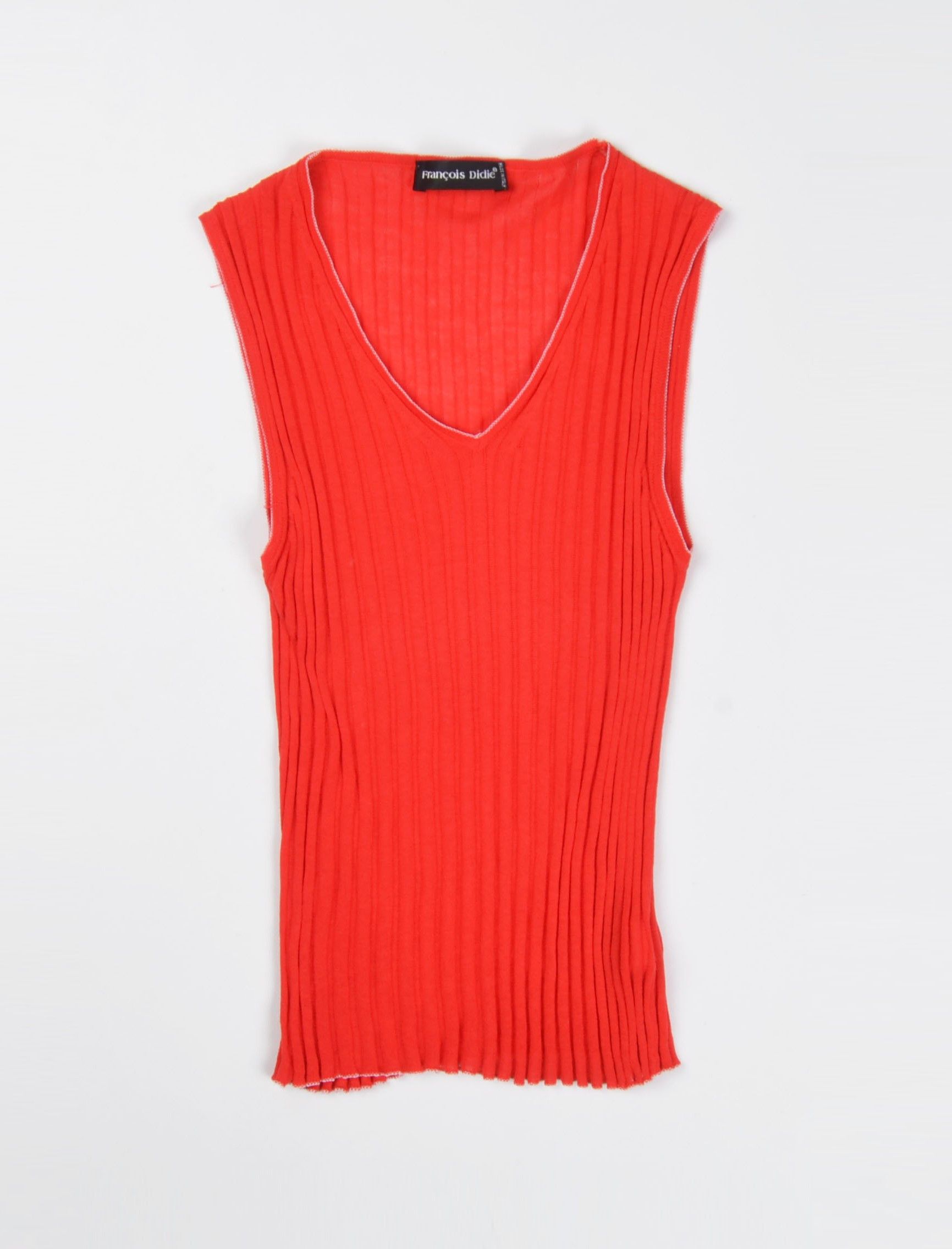 Designer Francois Didie Vintage 90's Italian Red Rib Knit Top Size S / US 4 / IT 40 - 3 Thumbnail