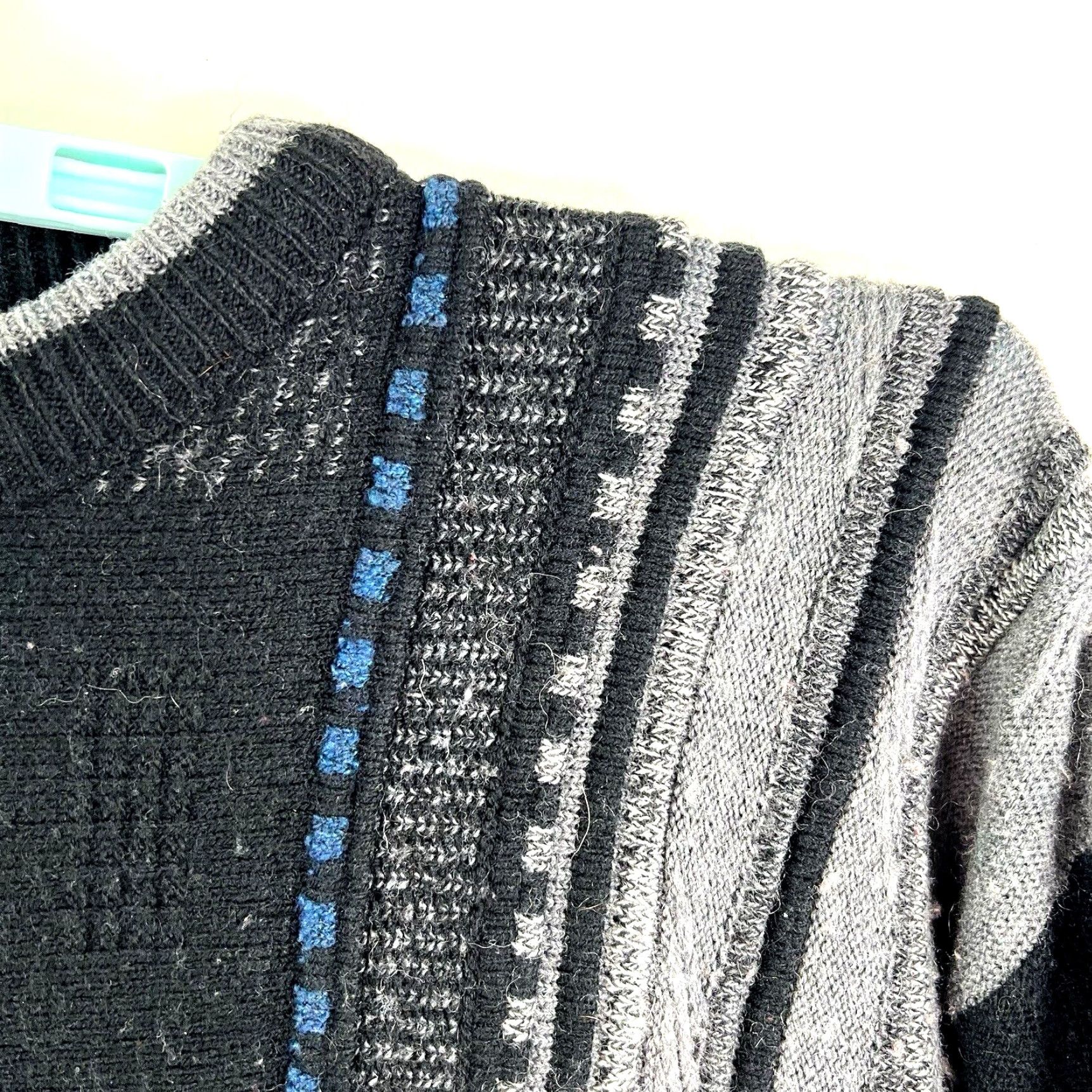 Vintage VINTAGE Grafico Italia Wool Blend Chunky-Knit Sweater Mens XL Black Geometric 80s 90s Size US XL / EU 56 / 4 - 2 Thumbnail