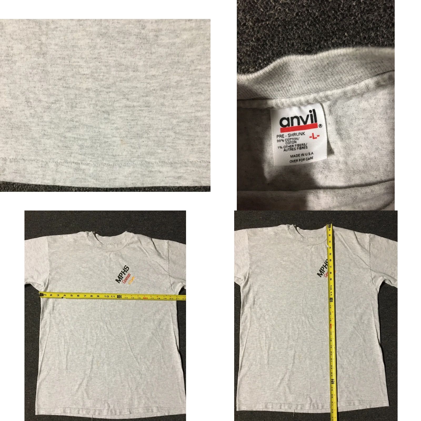 VINTAGE Gesundheit German Club Faded Shirt M L Gray 90s 80s US Made Single Stitch Mens Graphic Tee Modern Grunge School Punk Rock College Military USA