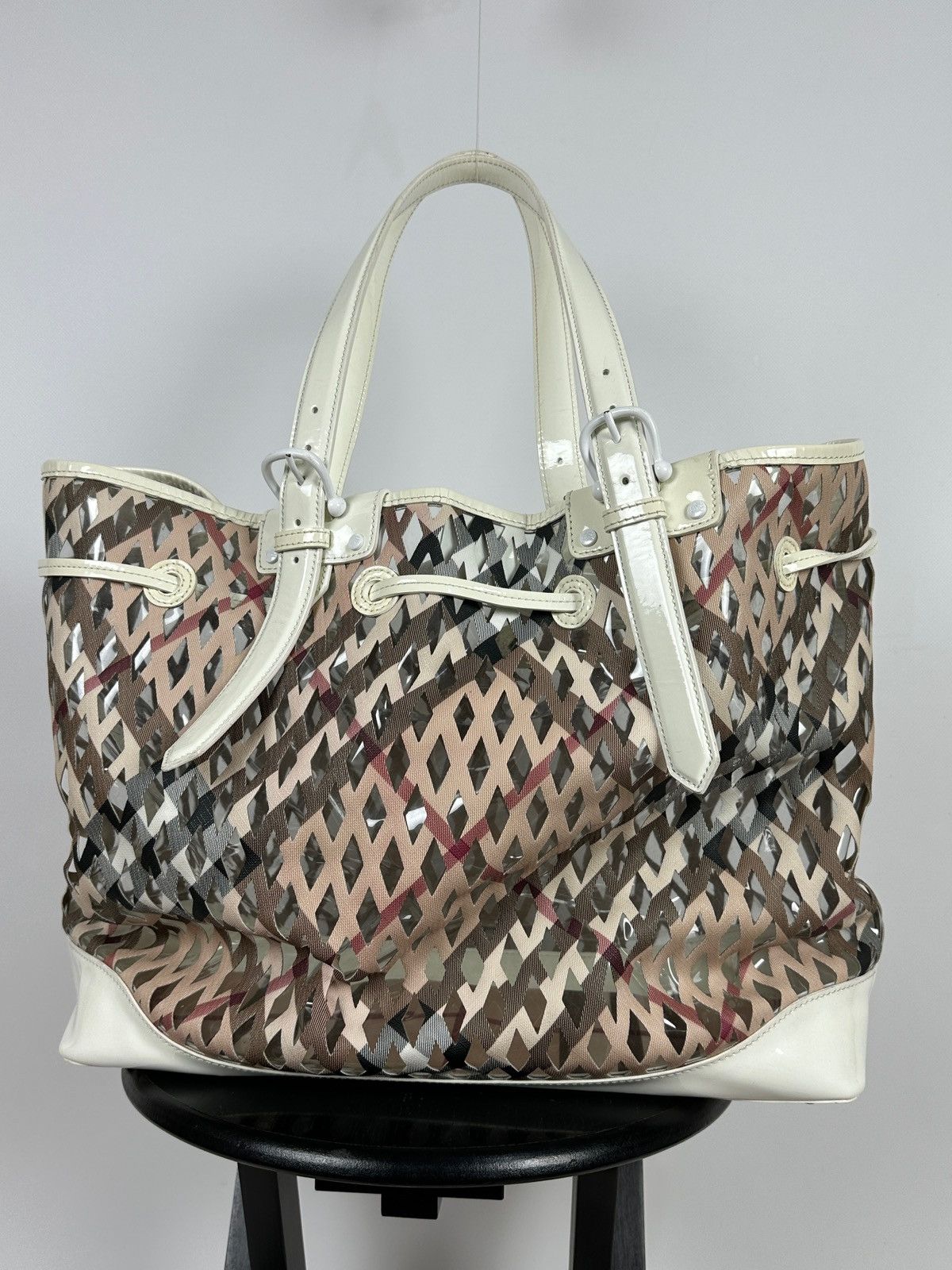 Burberry Vintage Burberry Supernova Check Net Bucket PVC Shoulder Bag Size ONE SIZE - 8 Thumbnail