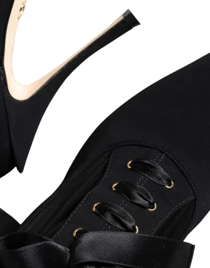 Dolce & Gabbana o1y0825 Spool Heel Ankle Boots in Black Size US 5.5 / IT 35.5 - 3 Thumbnail