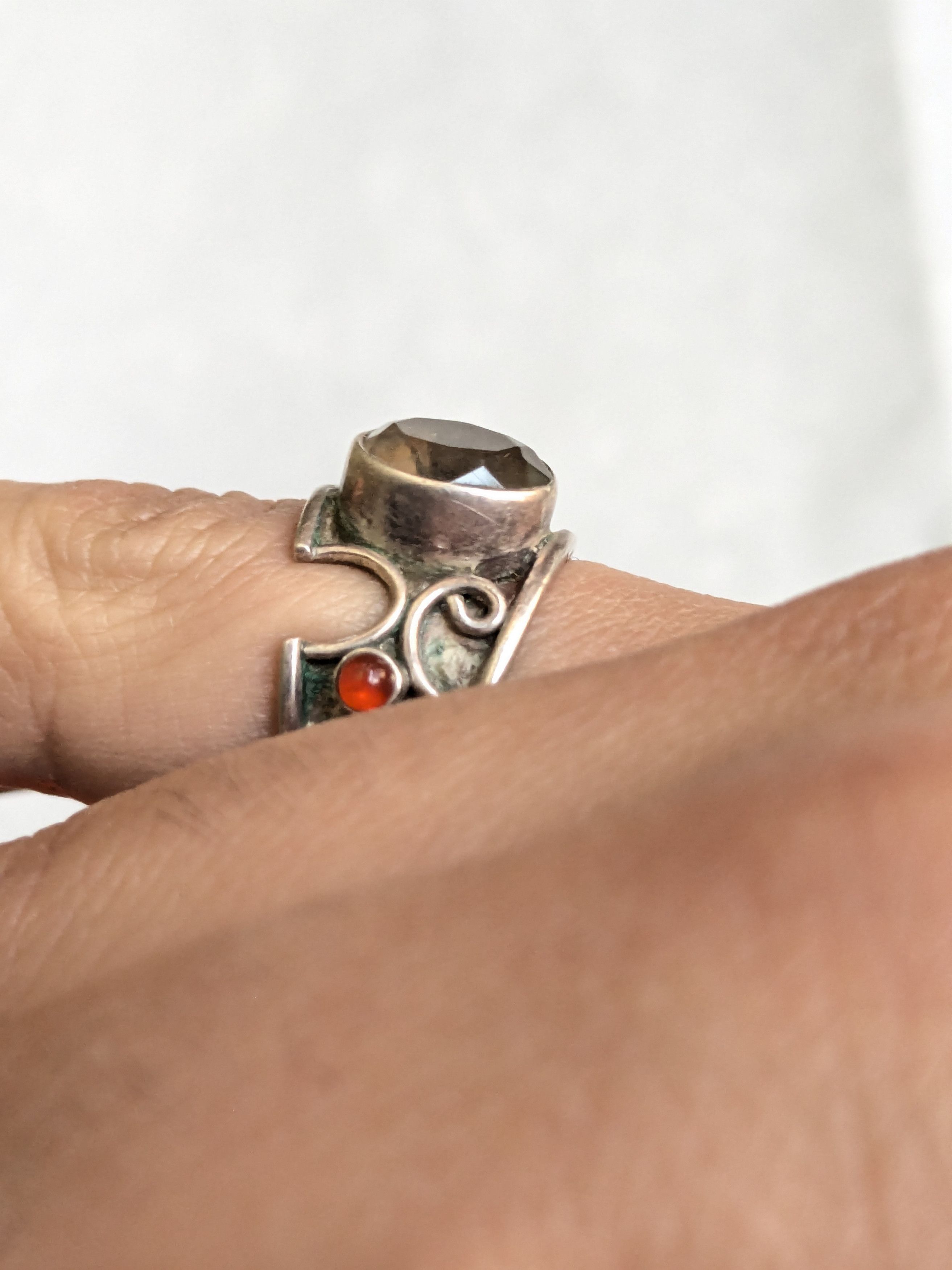 Jewelry Vintage Sterling Silver Quartz Carnelian 8 Size ONE SIZE - 9 Thumbnail