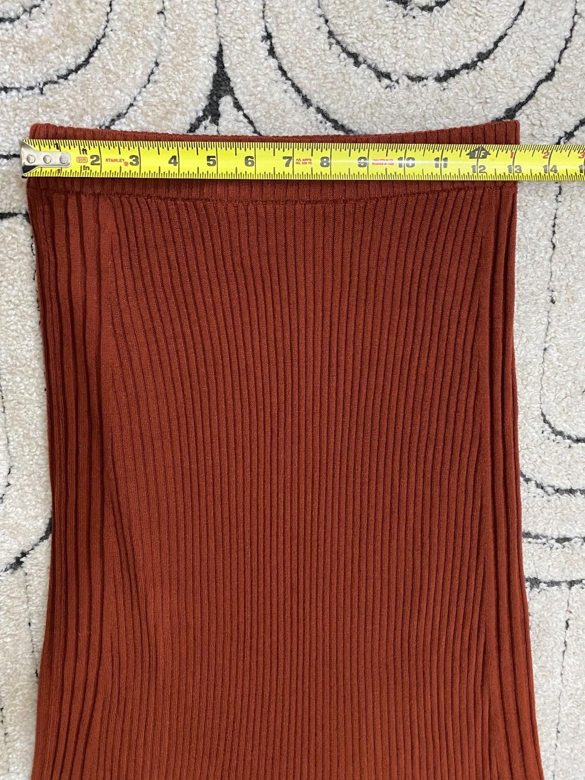 Asos ASOS Stretchy Knit Midi Skirt in Burnt Orange (US 4) Size 27" / US 4 / IT 40 - 6 Thumbnail
