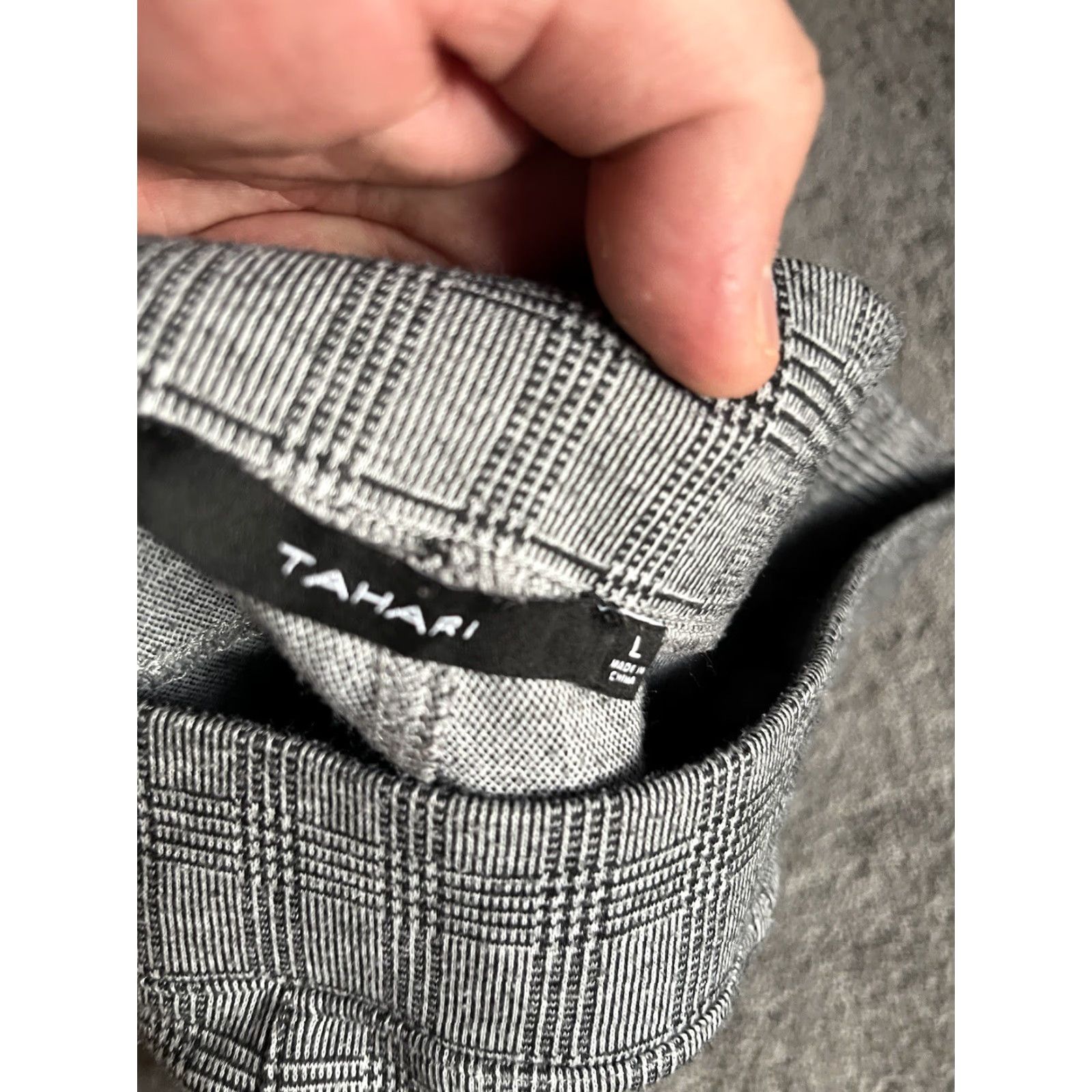 Vintage Tahari Pants Window Pane Plaid Charcoal Gray Ponte Knit L Womens Size 36" / US 14 / IT 50 - 5 Thumbnail