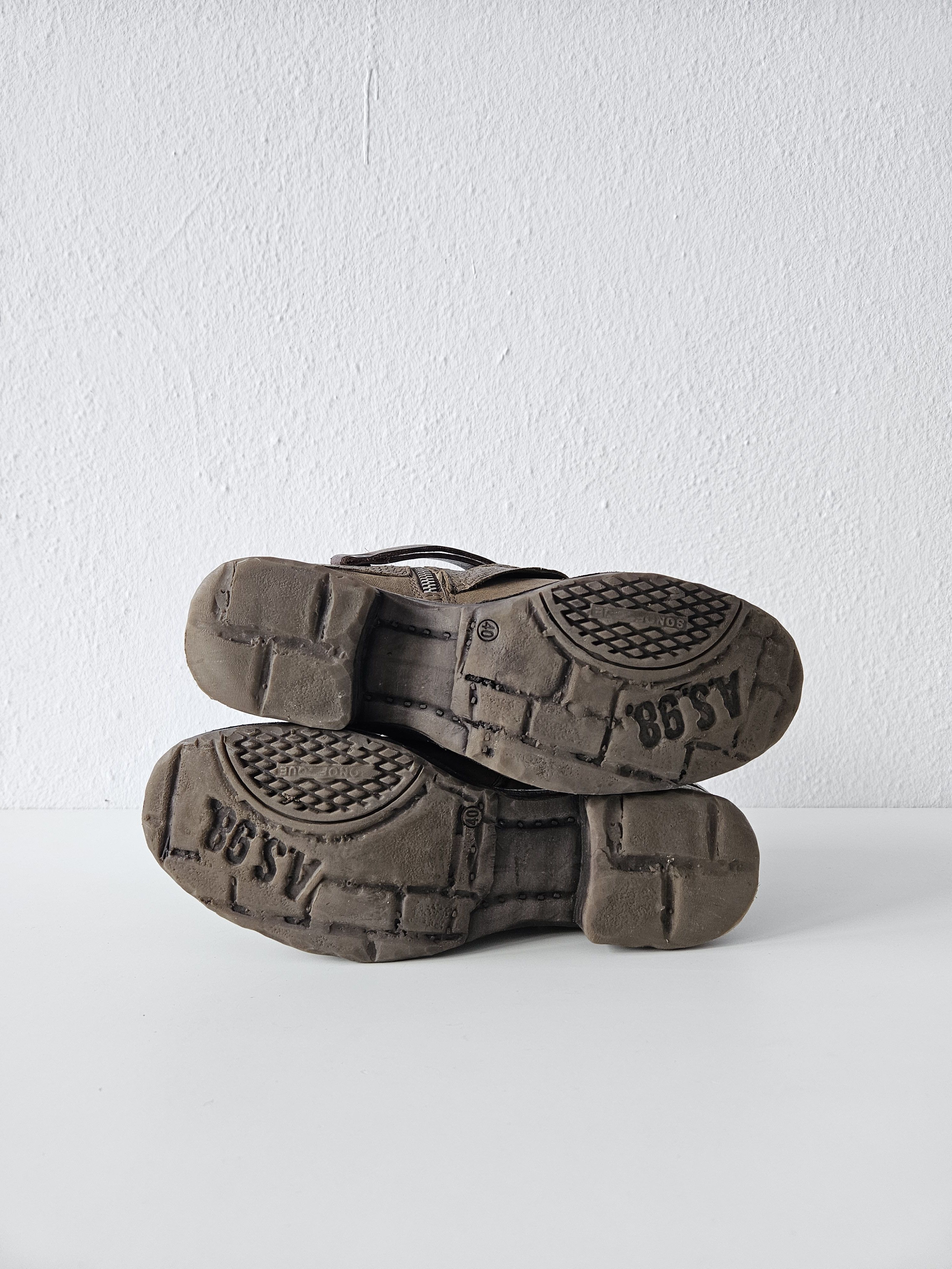A.S.98 Archive AS98 olive leather bondage side zip ankle boots Size US 10 / IT 40 - 11 Thumbnail