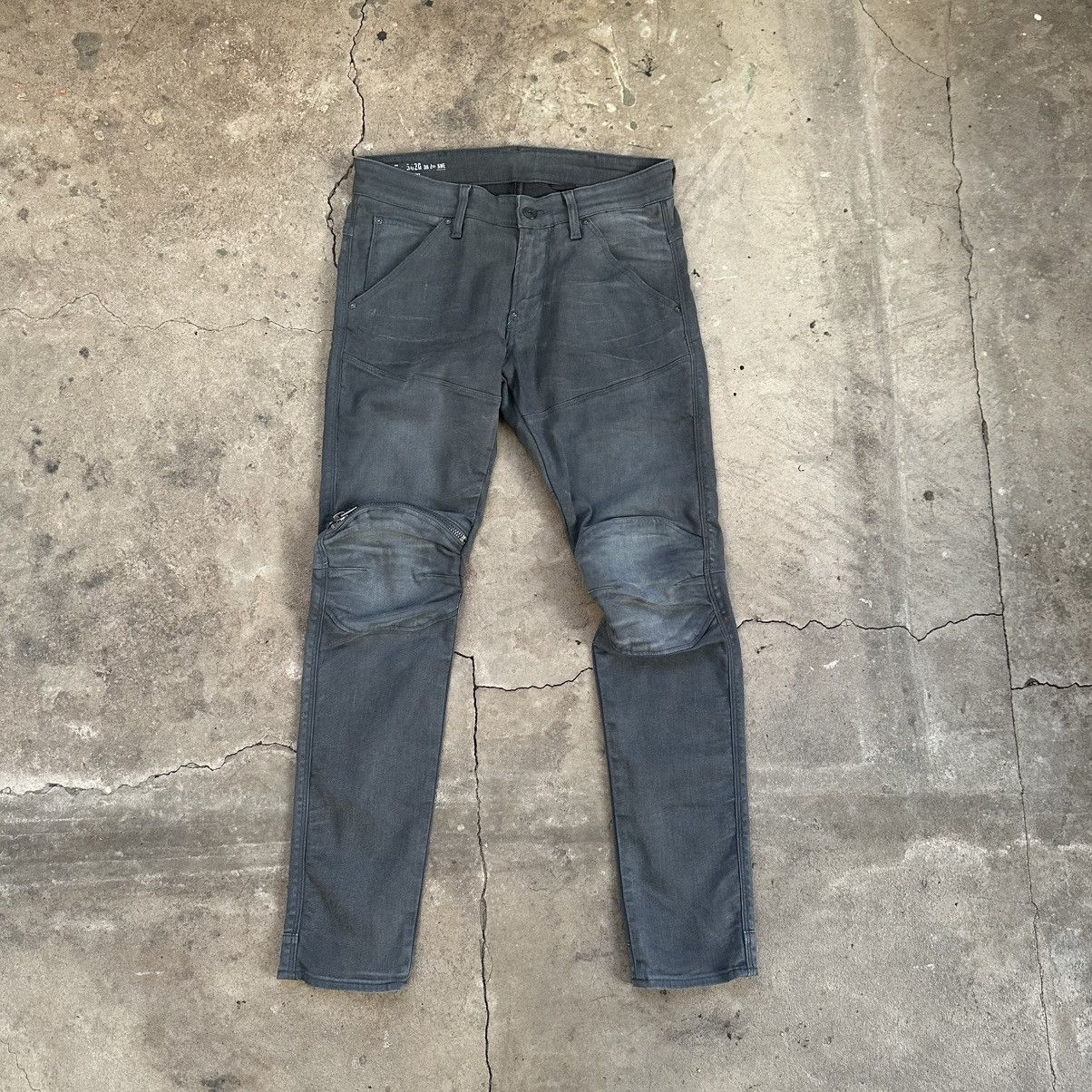 G-Star G Star 5620 3D Zip Knee waxed biker pants Size US 30 / EU 46 - 1 Thumbnail