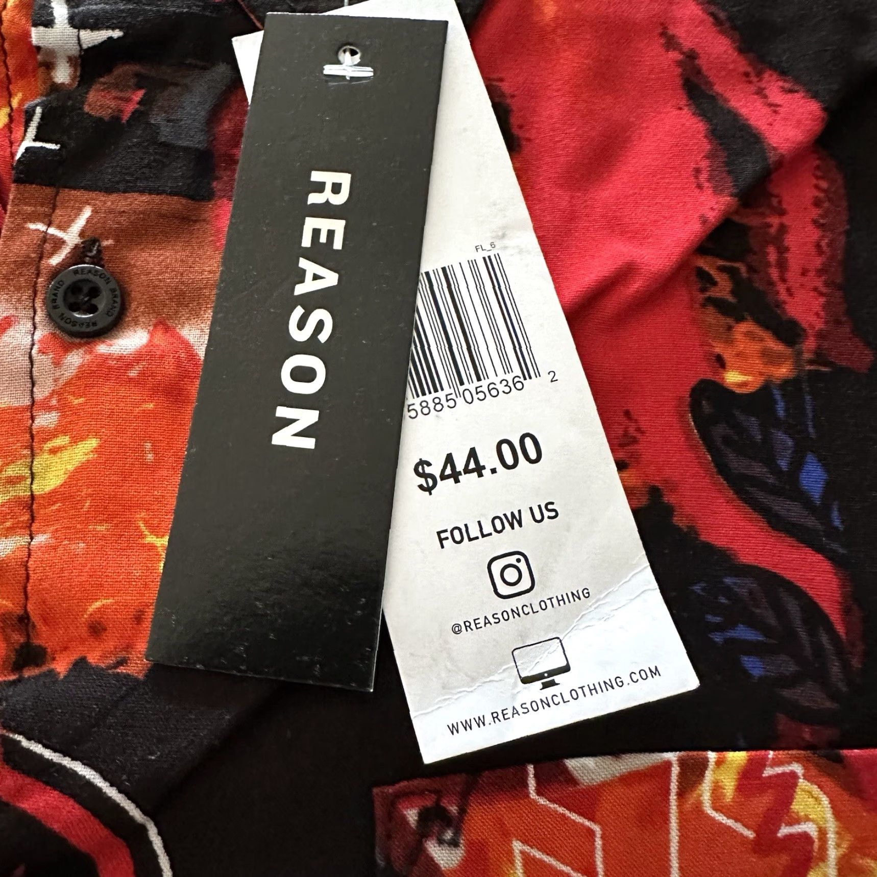 Reason Reason Button-Down Shirt Mens M Live Fast Grunge Biker Flames Shirt Mens M Multicolor USA 90s Size US M / EU 48-50 / 2 - 3 Thumbnail