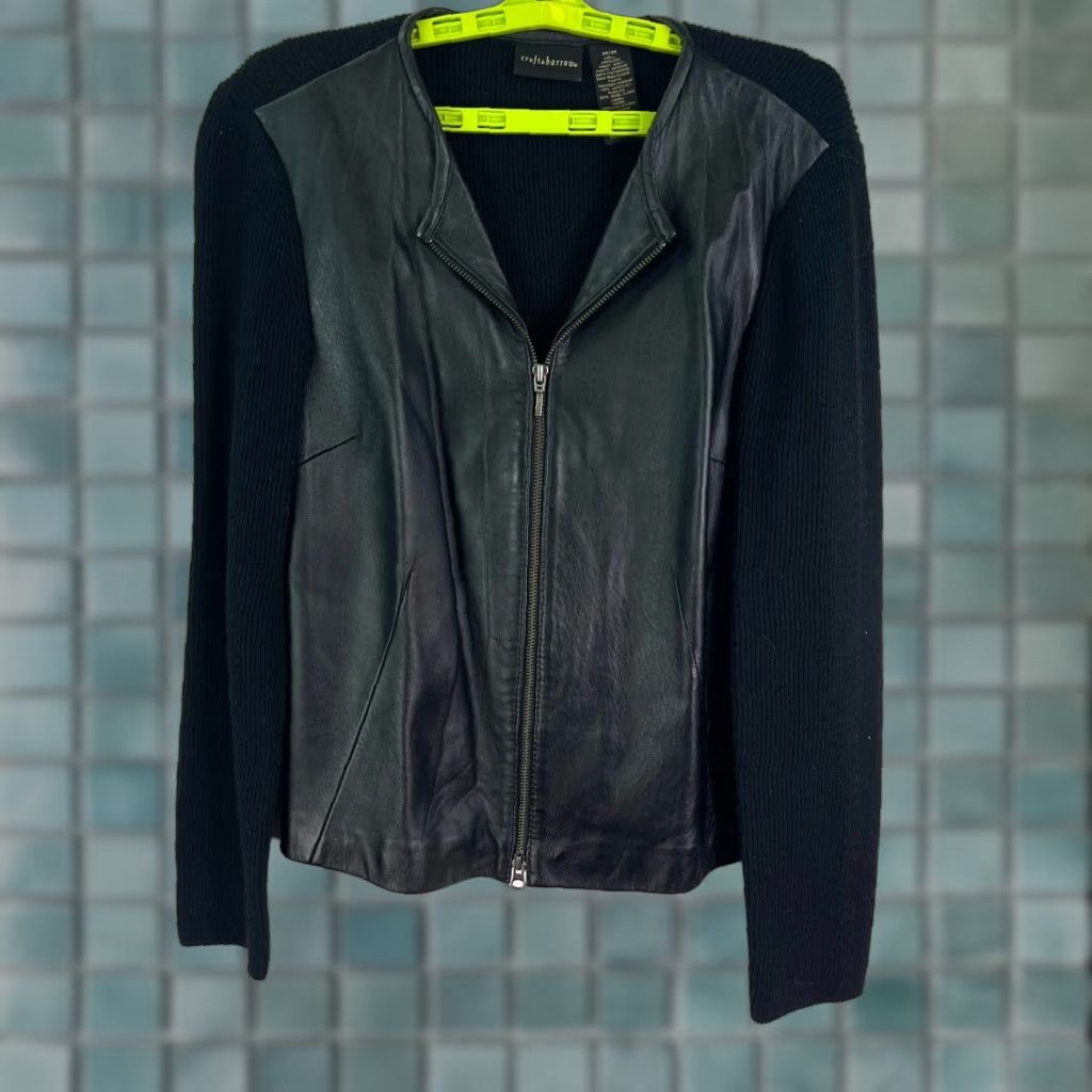 Croft & Barrow CROFT & BARROW Leather Motorcycle Jacket Womens Size M Black All Seasons 80s 90s Biker Size M / US 6-8 / IT 42-44 - 1 Thumbnail