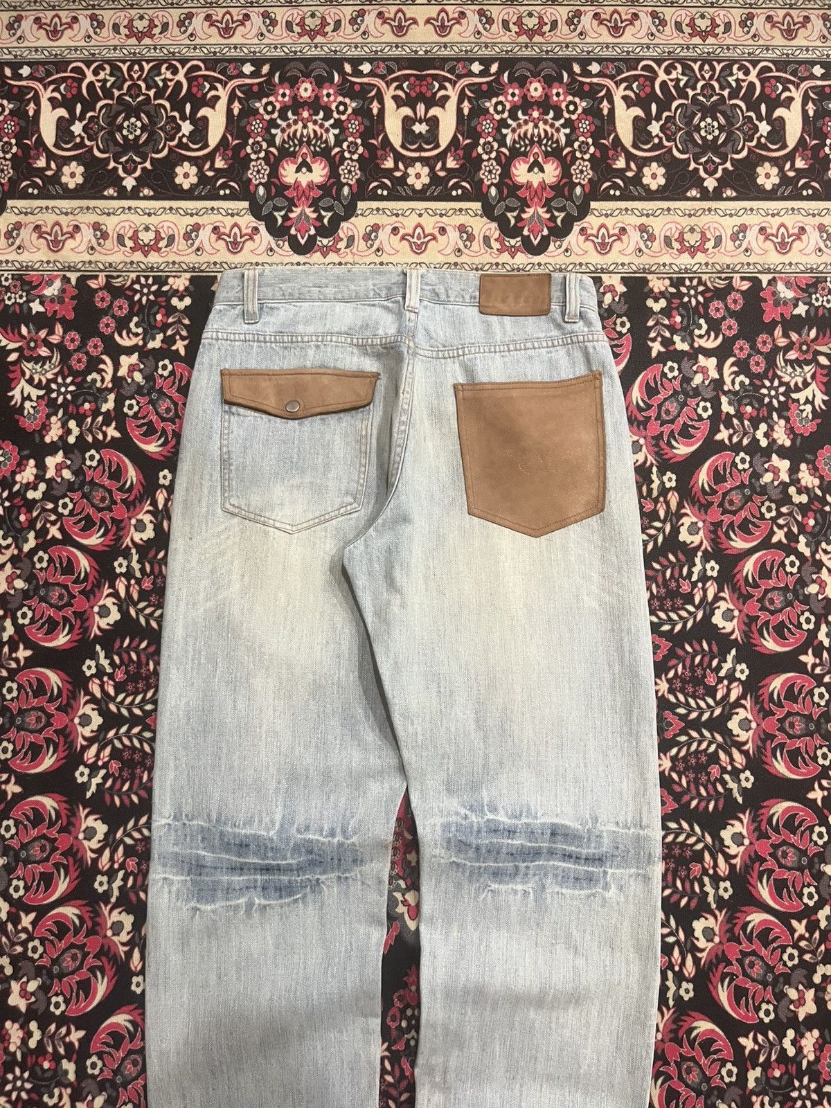 Japanese Brand Vintage Fourseason Light Blue Whisker Distressed Grunge Jean Size US 33 - 6 Thumbnail