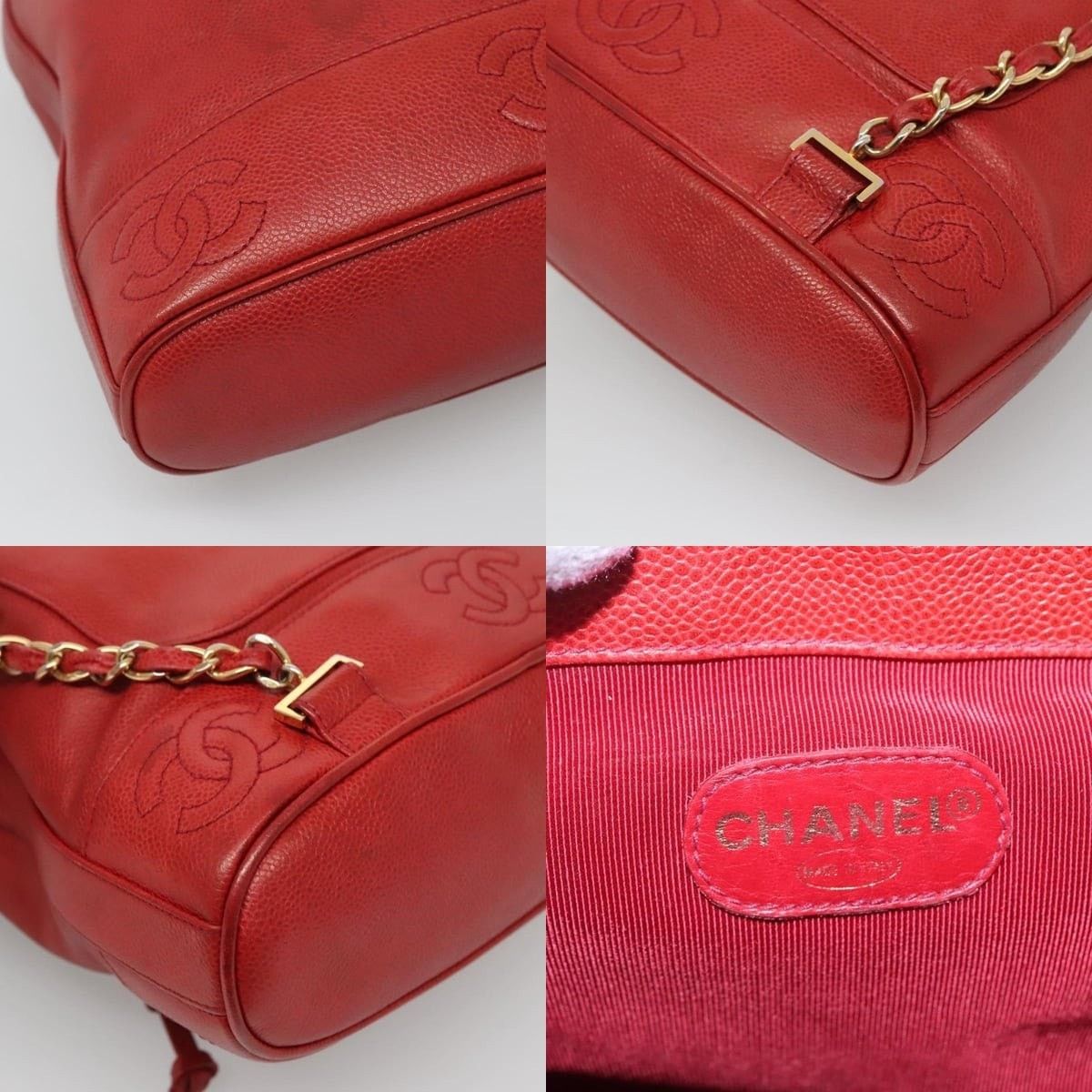 Chanel Chanel Caviar Skin Backpack Red Gold CC Size ONE SIZE - 5 Thumbnail