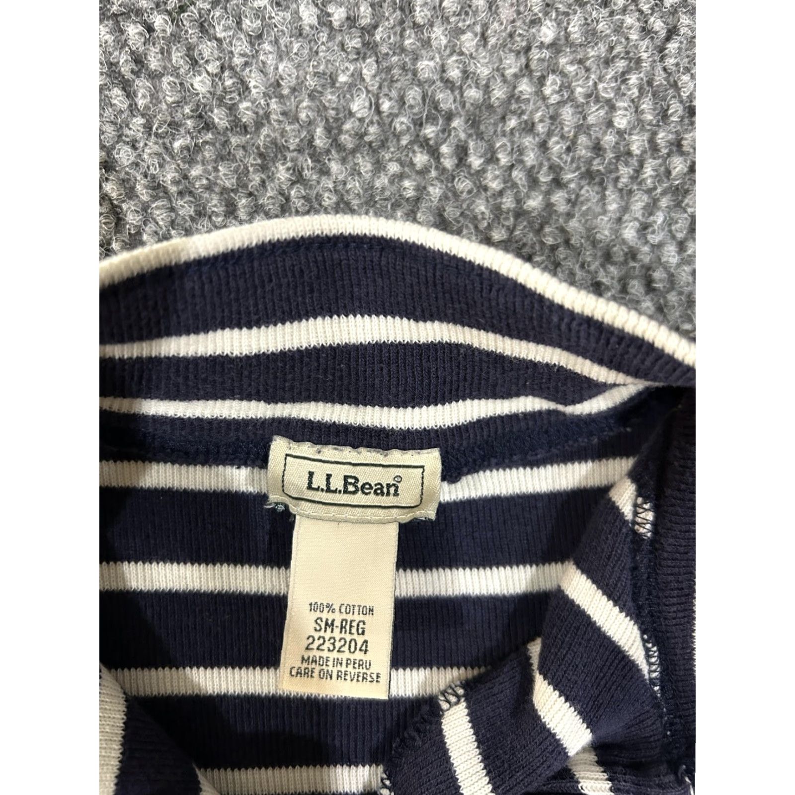 Vintage L.L. Bean Sweater Mens Small Navy Striped Mock Neck 1/4 Zip Pullover Cotton Shirt? Size US S / EU 44-46 / 1 - 4 Thumbnail
