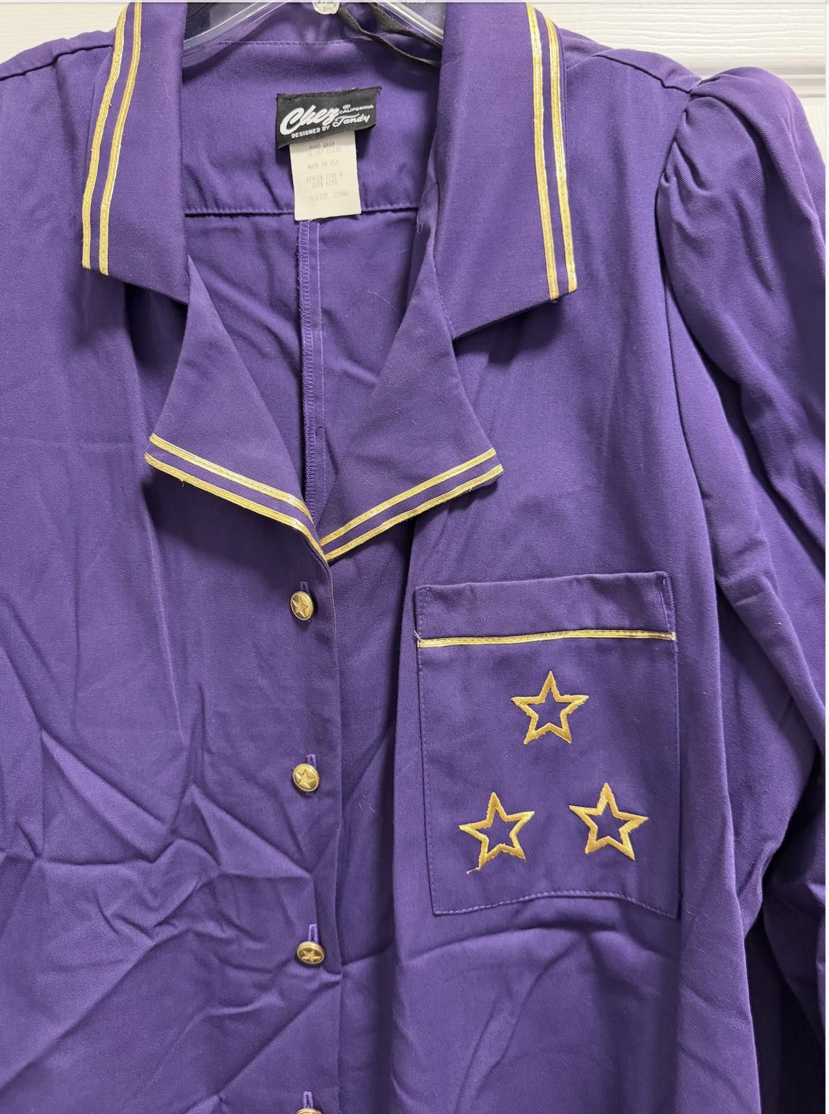 Designer Vintage Chez California by Tandy Purple Star Dress Size 42" / US 20 - 5 Thumbnail