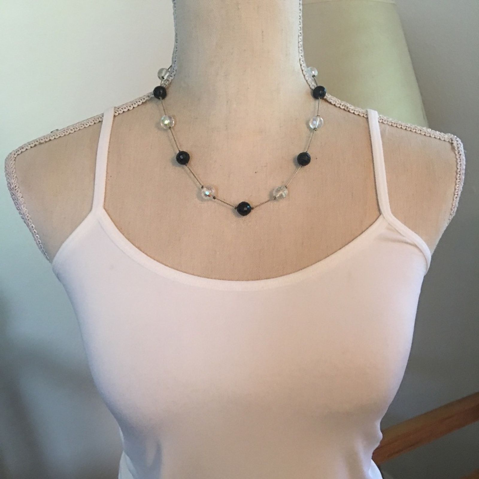 Vintage Vintage 90s faceted jet & AB stone chain necklace Size ONE SIZE - 5 Thumbnail