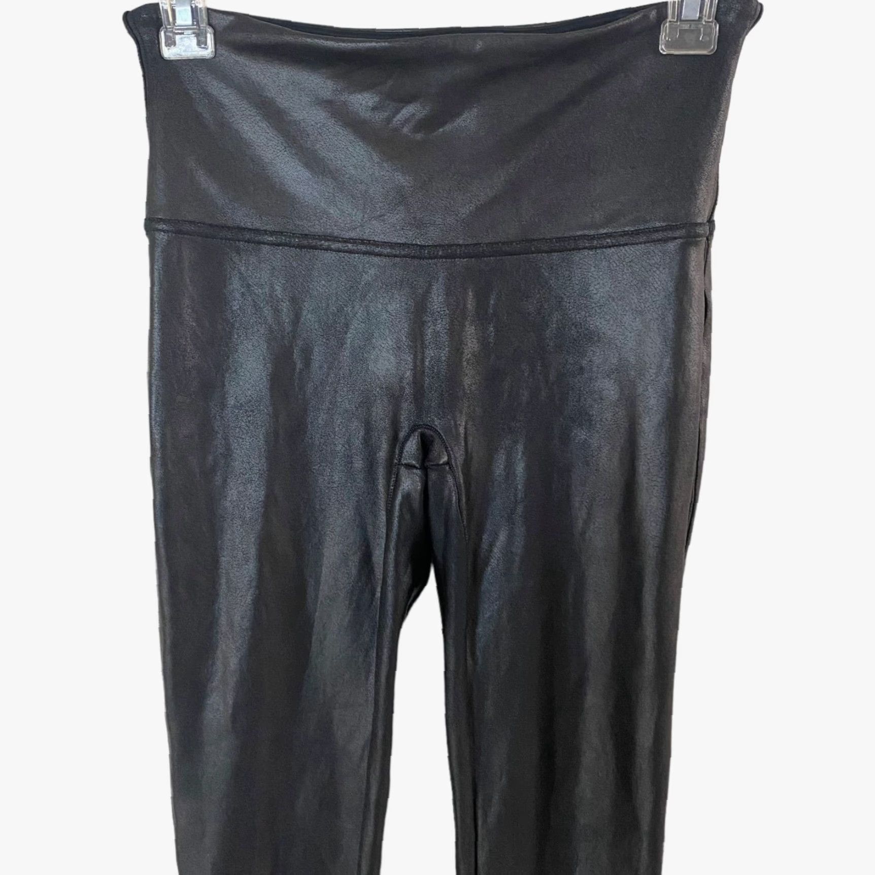 Spanx Spanx Leggings Womens Medium Textured Faux Leather Shiny Black 80% Polyester 20% Elastane/Spandex Size 32" / US 10 / IT 46 - 5 Thumbnail