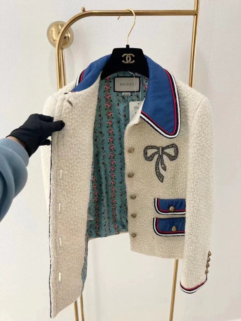 Gucci Gucci Stud-beaded bow doll collar tweed coat Size XS / US 0-2 / IT 36-38 - 6 Thumbnail