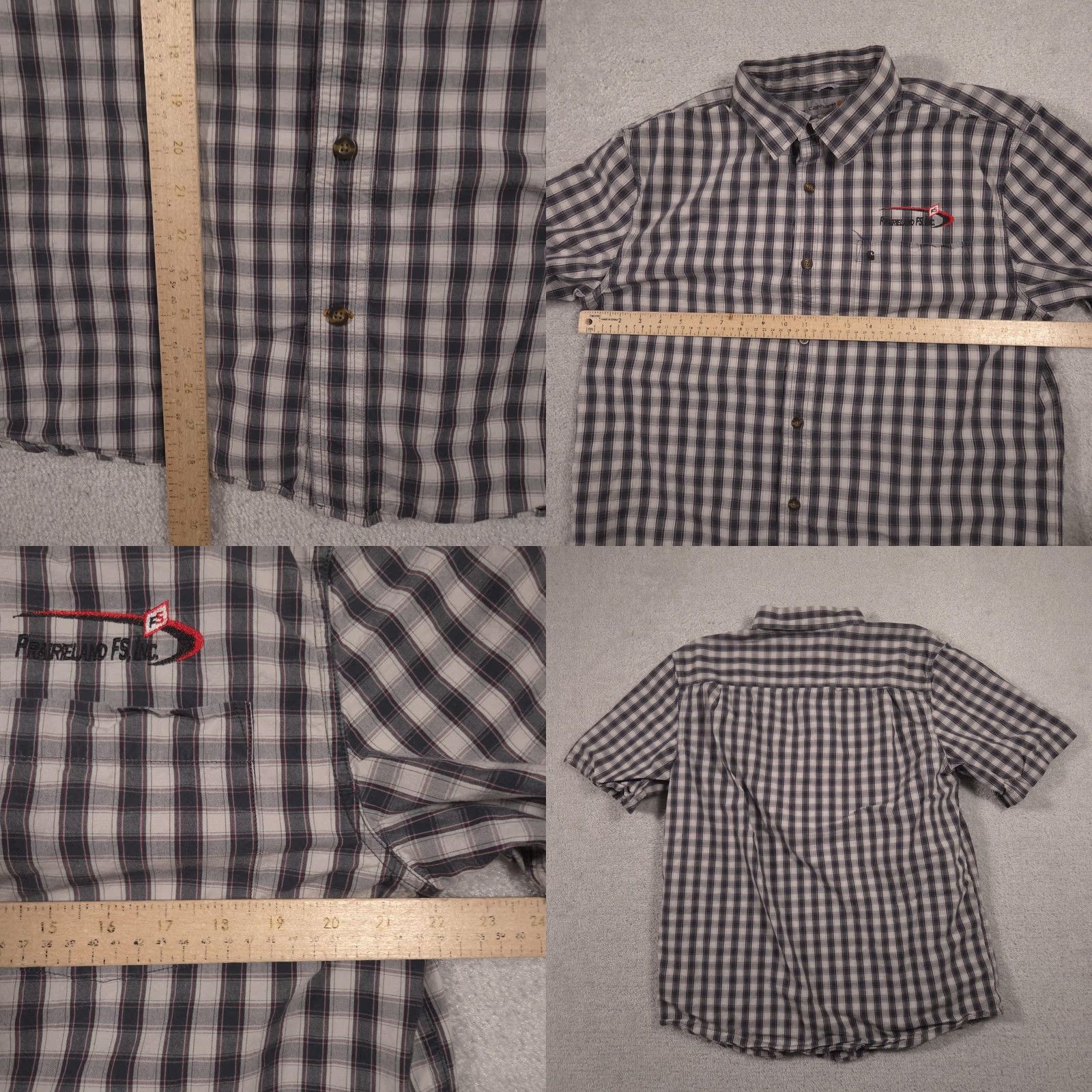 Carhartt Carhartt Shirt Mens L Gray Plaid Button Down Short Sleeve Workwear Logo Embroidered Pocket Button-Up Relaxed Fit Size US L / EU 52-54 / 3 - 8 Thumbnail