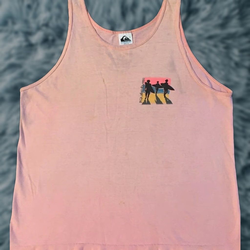 Quiksilver VINTAGE Quiksilver Tank Top Tee T-Shirt 80s 90s Beach Surf Grunge Pink S Men Graphic Tee Size US S / EU 44-46 / 1 - 1 Thumbnail