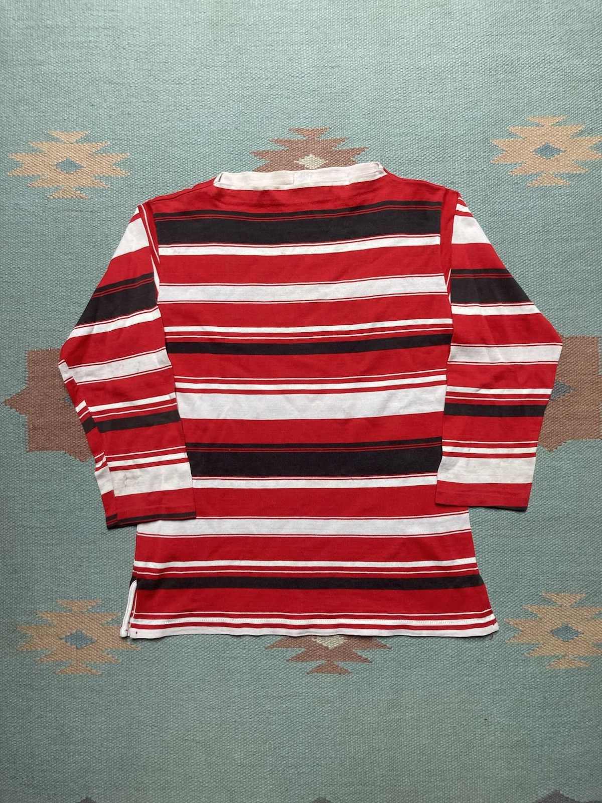 Vintage 50s striped t shirt boat neck collar cotton boys 18 adult S Size S / US 4 / IT 40 - 1 Thumbnail
